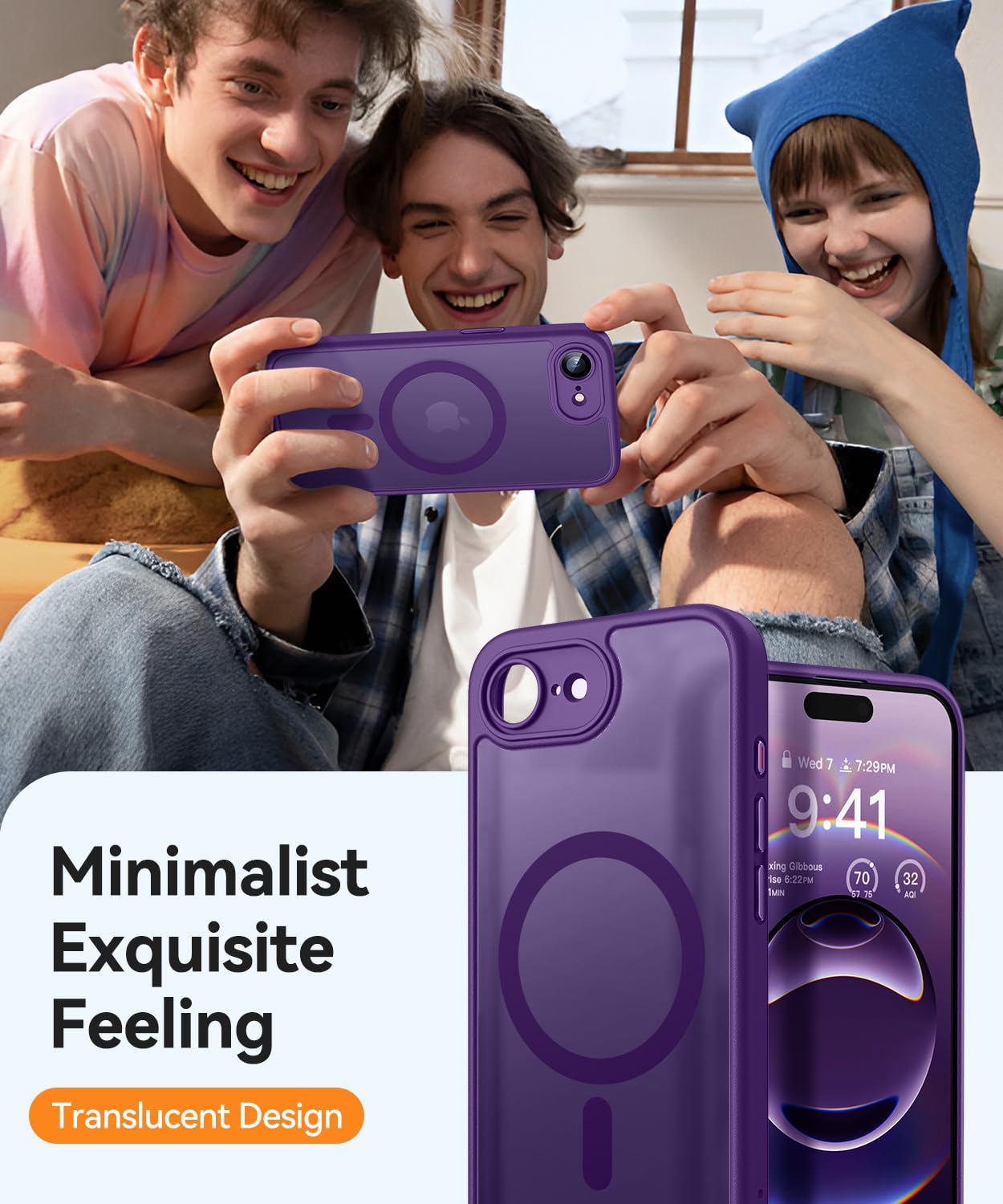 Foto 8 pulgar | Funda Magnética Canshn Para Iphone 16e A Prueba De Golpes, Color Morado - Venta Internacional.