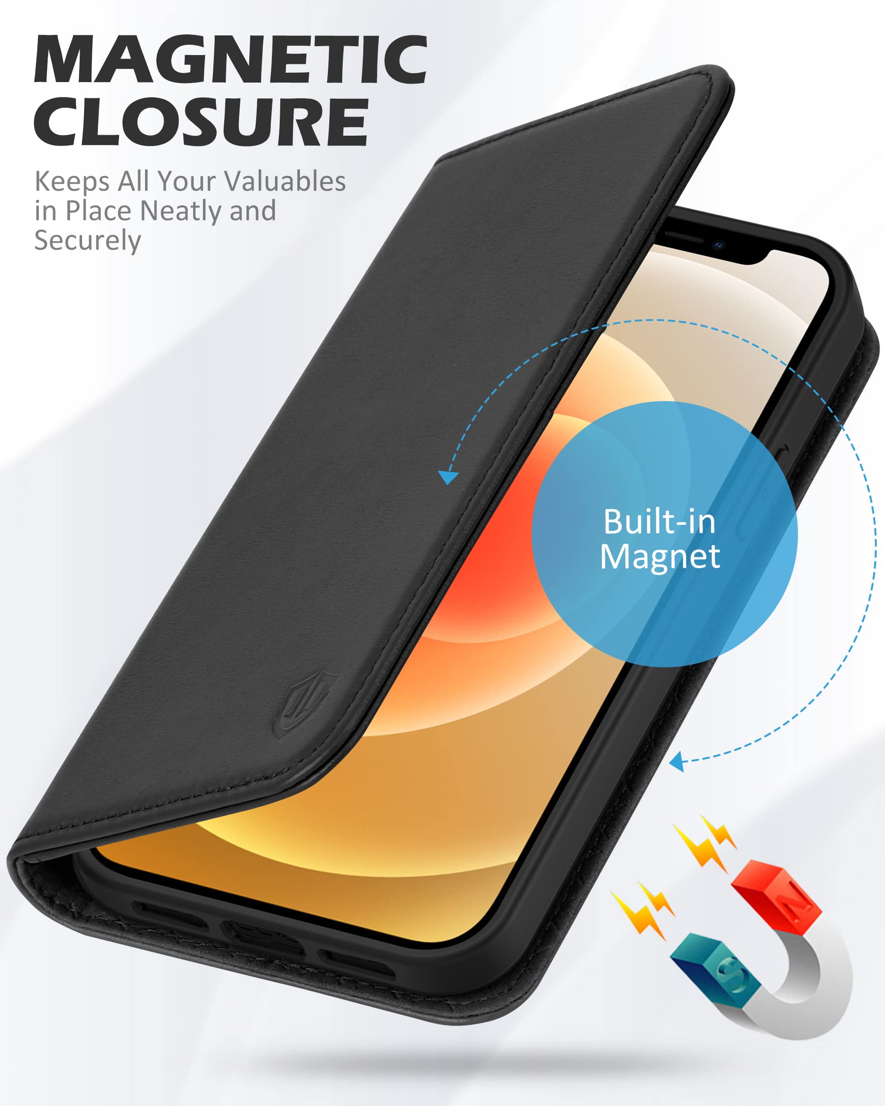Foto 5 pulgar | Funda Shieldon Para Iphone 12 Pro Max 5g De Piel Auténtica Negra - Venta Internacional.