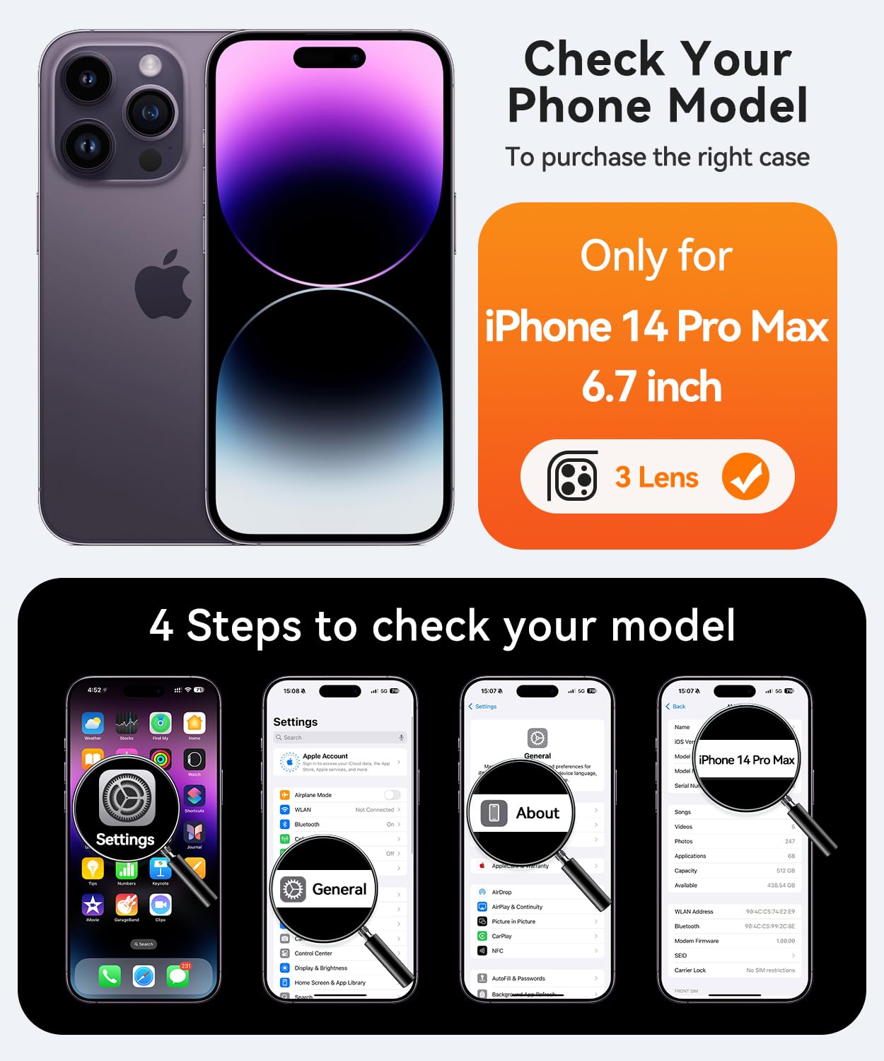 Foto 3 pulgar | Funda Magnética Canshn Compatible Con Iphone 14 Pro Max - Venta Internacional.