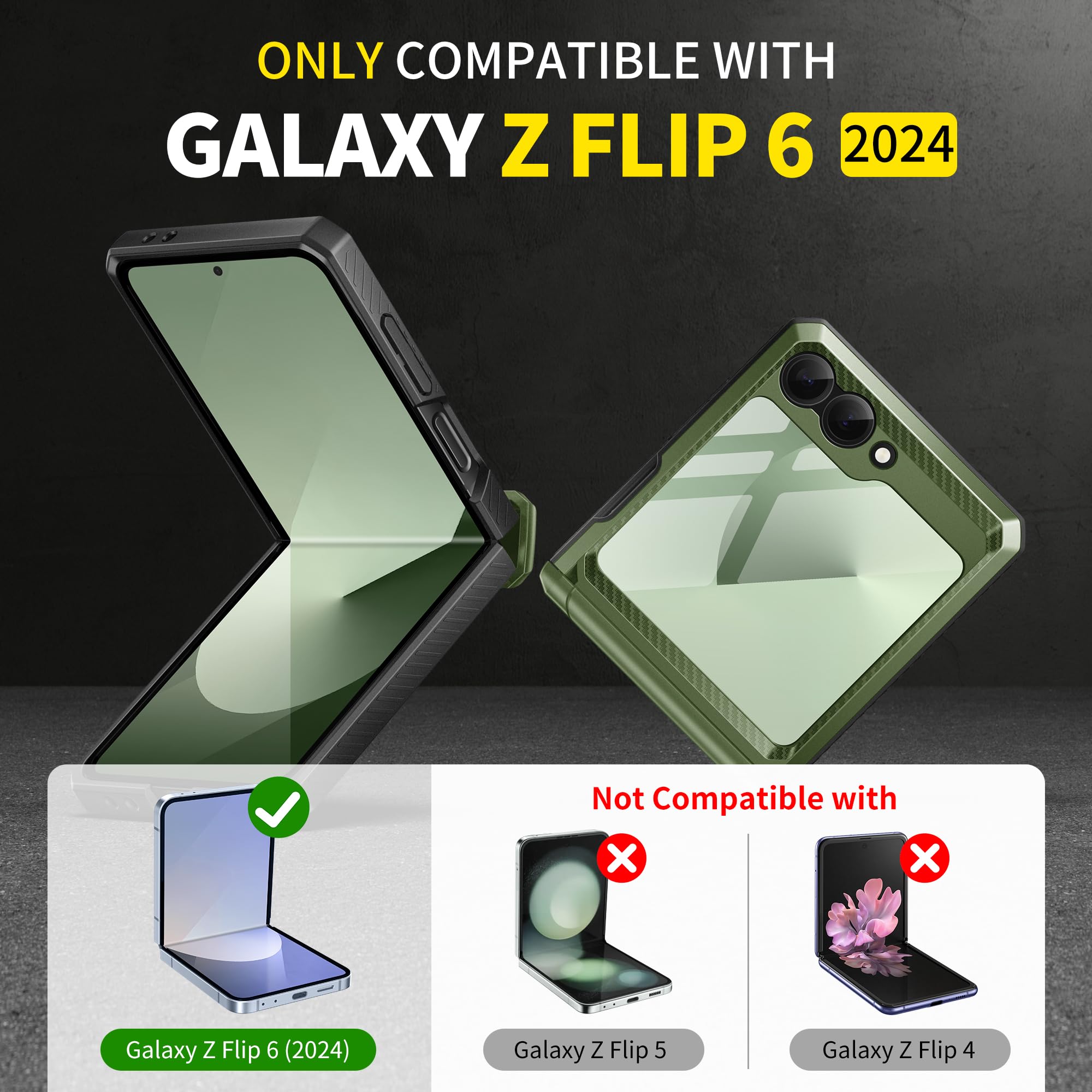 Foto 3 pulgar | Funda De Teléfono Tongate Para Samsung Galaxy Z Flip 6 5g 2024 Verde - Venta Internacional.