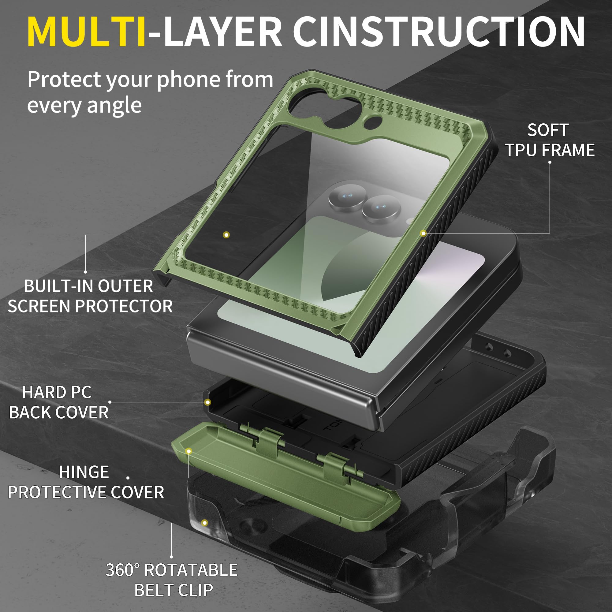 Foto 3 | Funda De Teléfono Tongate Para Samsung Galaxy Z Flip 6 5g 2024 Verde - Venta Internacional.