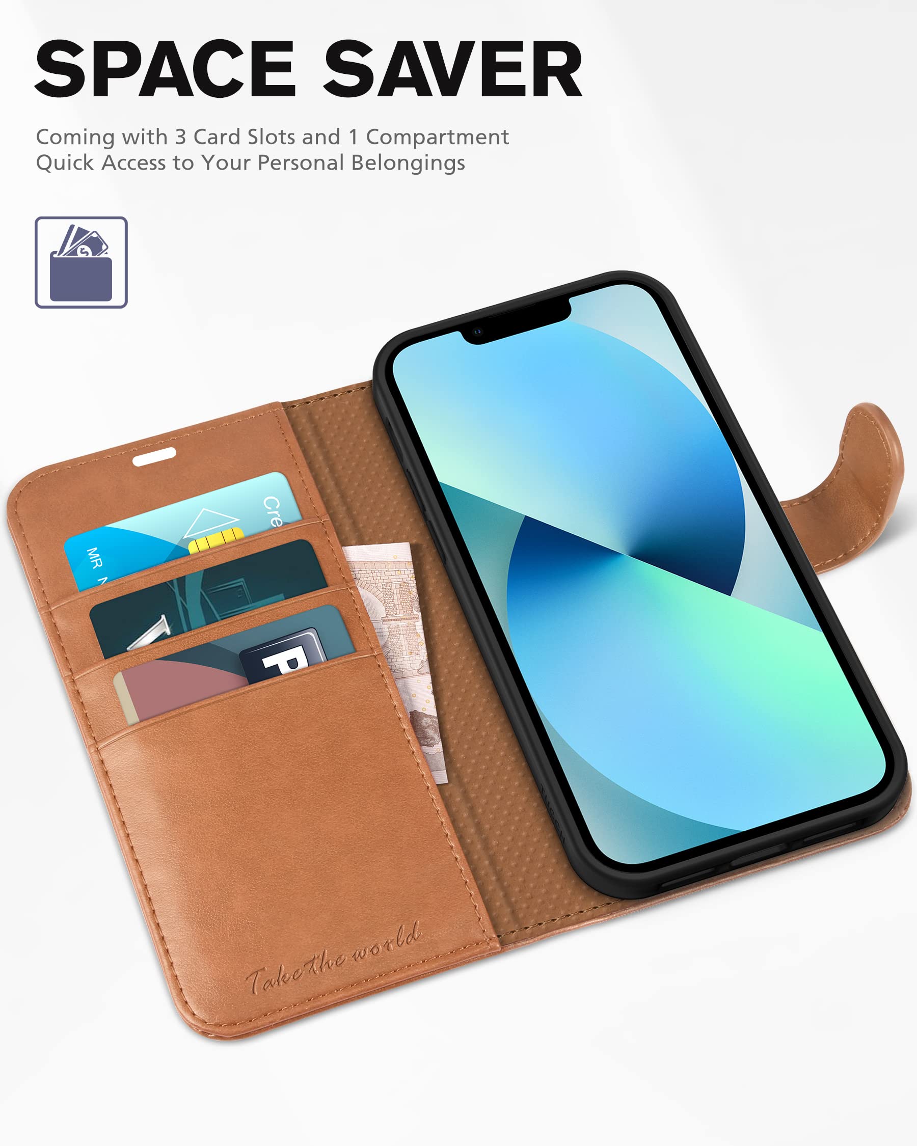Foto 7 | Funda Tipo Cartera Tucch Para Iphone 13 De 6.1 Pulgadas 5g Con Tarjetero - Venta Internacional.