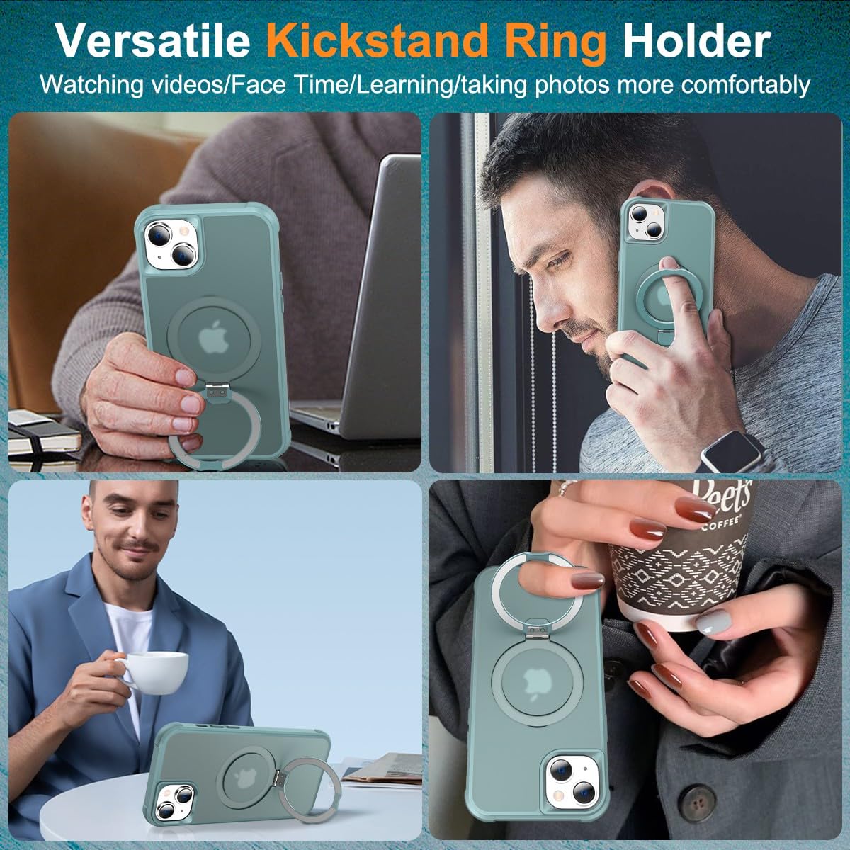 Foto 3 pulgar | Funda De Teléfono Sterker Con Soporte Magnético Para Iphone 15, Color Verde - Venta Internacional.
