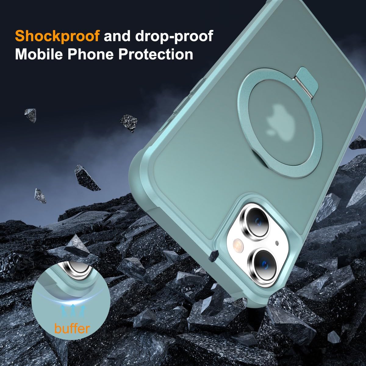 Foto 4 pulgar | Funda De Teléfono Sterker Con Soporte Magnético Para Iphone 15, Color Verde - Venta Internacional.