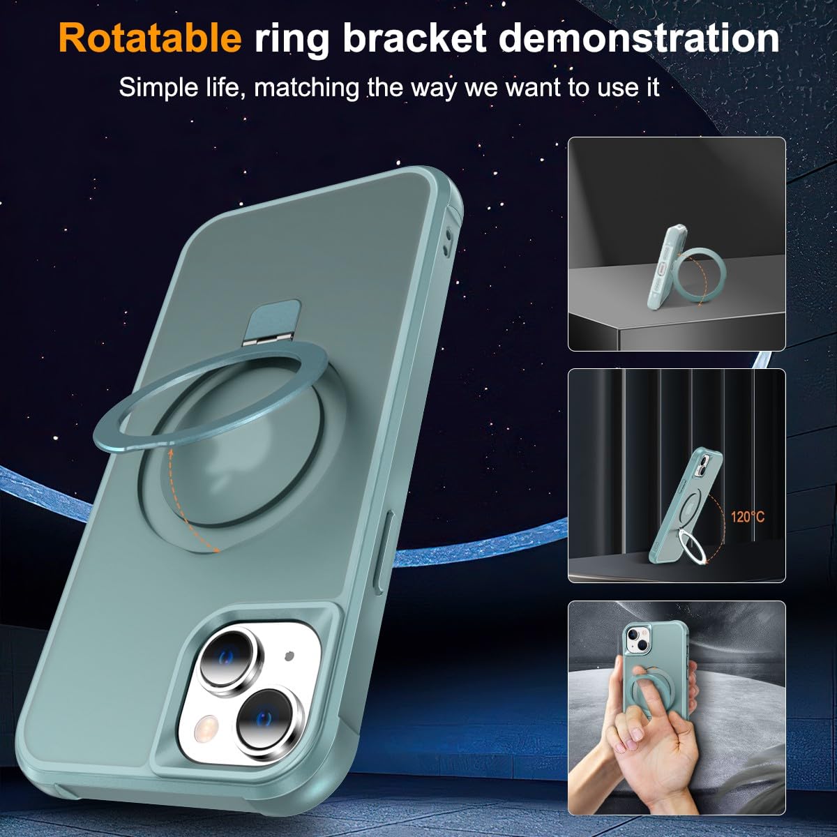 Foto 6 | Funda De Teléfono Sterker Con Soporte Magnético Para Iphone 15, Color Verde - Venta Internacional.