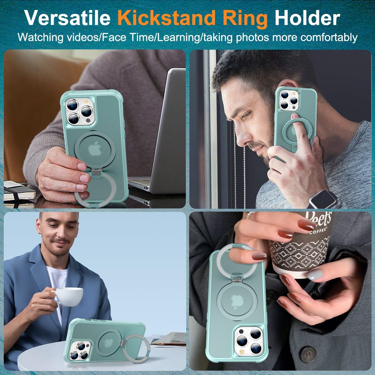 Foto 3 pulgar | Funda Para Teléfono Sterker Con Soporte Magnético Para Iphone 13 Pro Max, Color Verde - Venta Internacional.