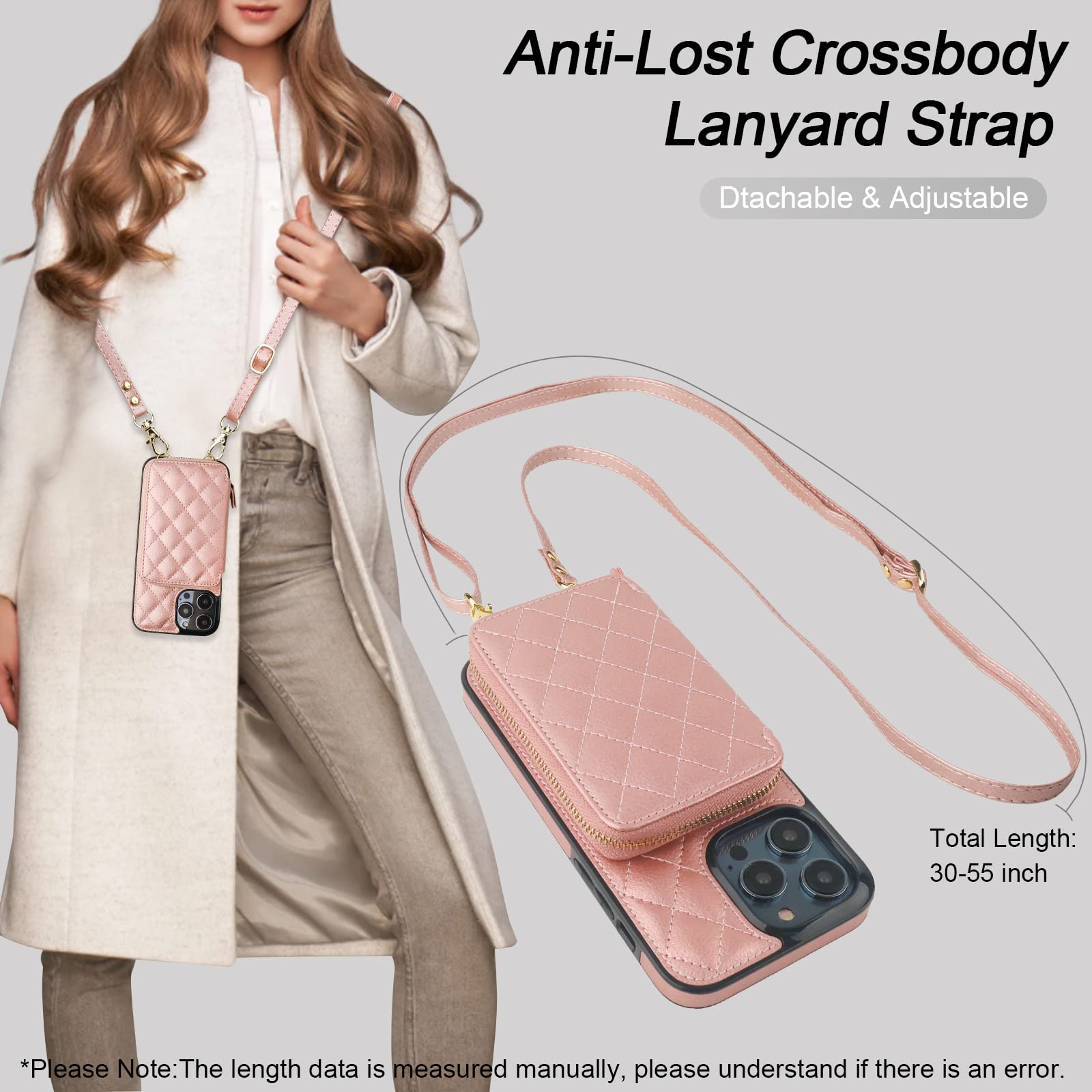 Foto 6 | Funda Tipo Cartera Tipo Bandolera Bocasal Para Iphone 14 Pro Max En Oro Rosa - Venta Internacional.
