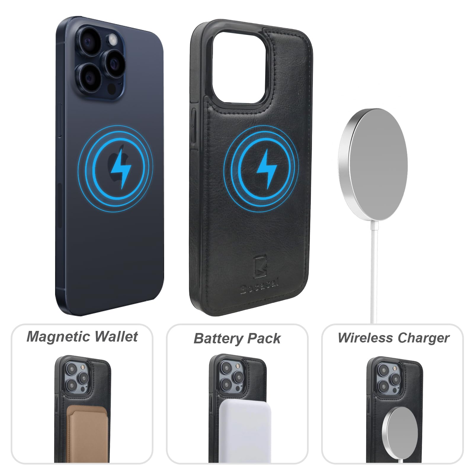 Foto 5 pulgar | Funda Tipo Cartera Bocasal Para Iphone 15 Pro Max Con Magsafe Black - Venta Internacional.