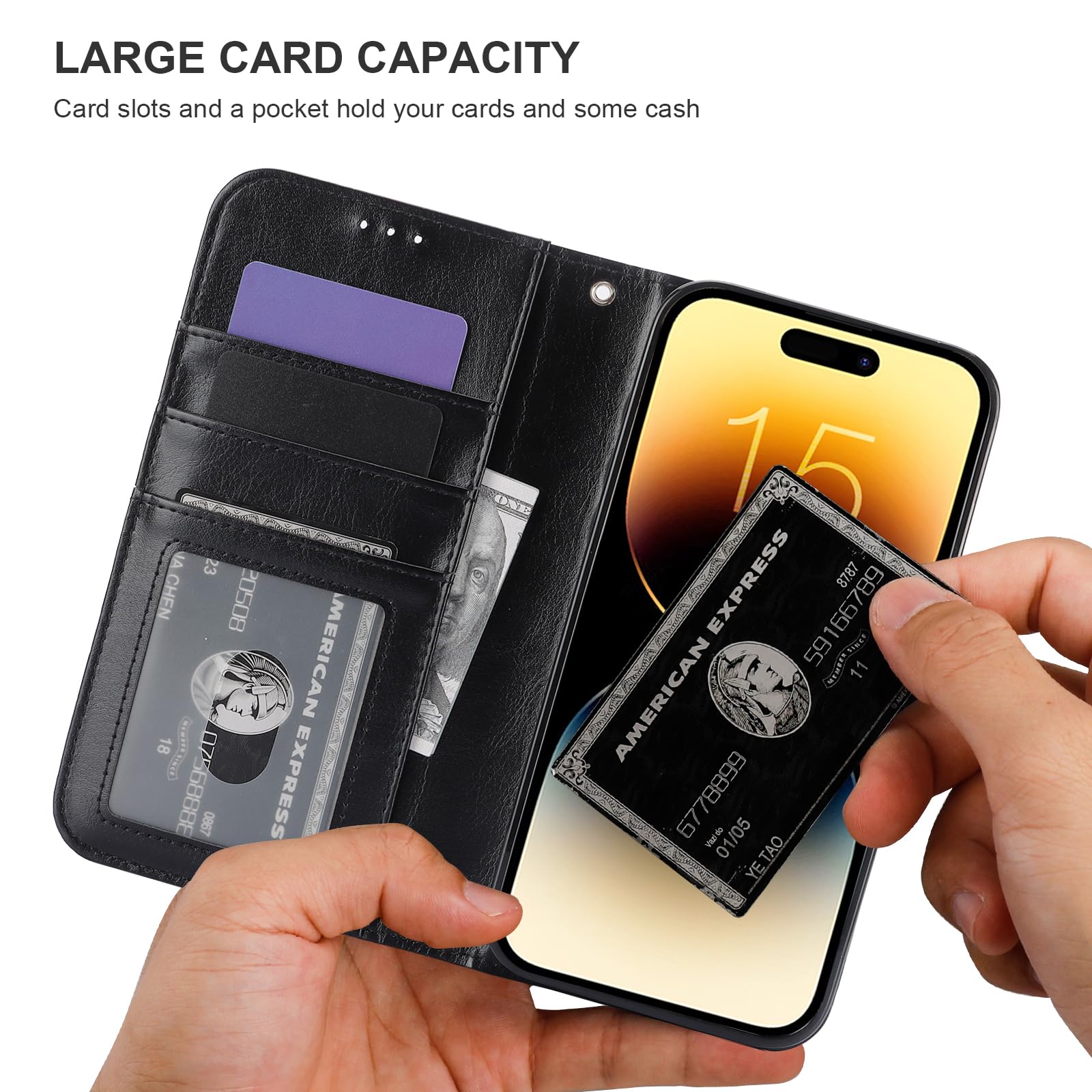 Foto 6 pulgar | Funda Tipo Cartera Bocasal Para Iphone 15 Pro Max Con Magsafe Black - Venta Internacional.