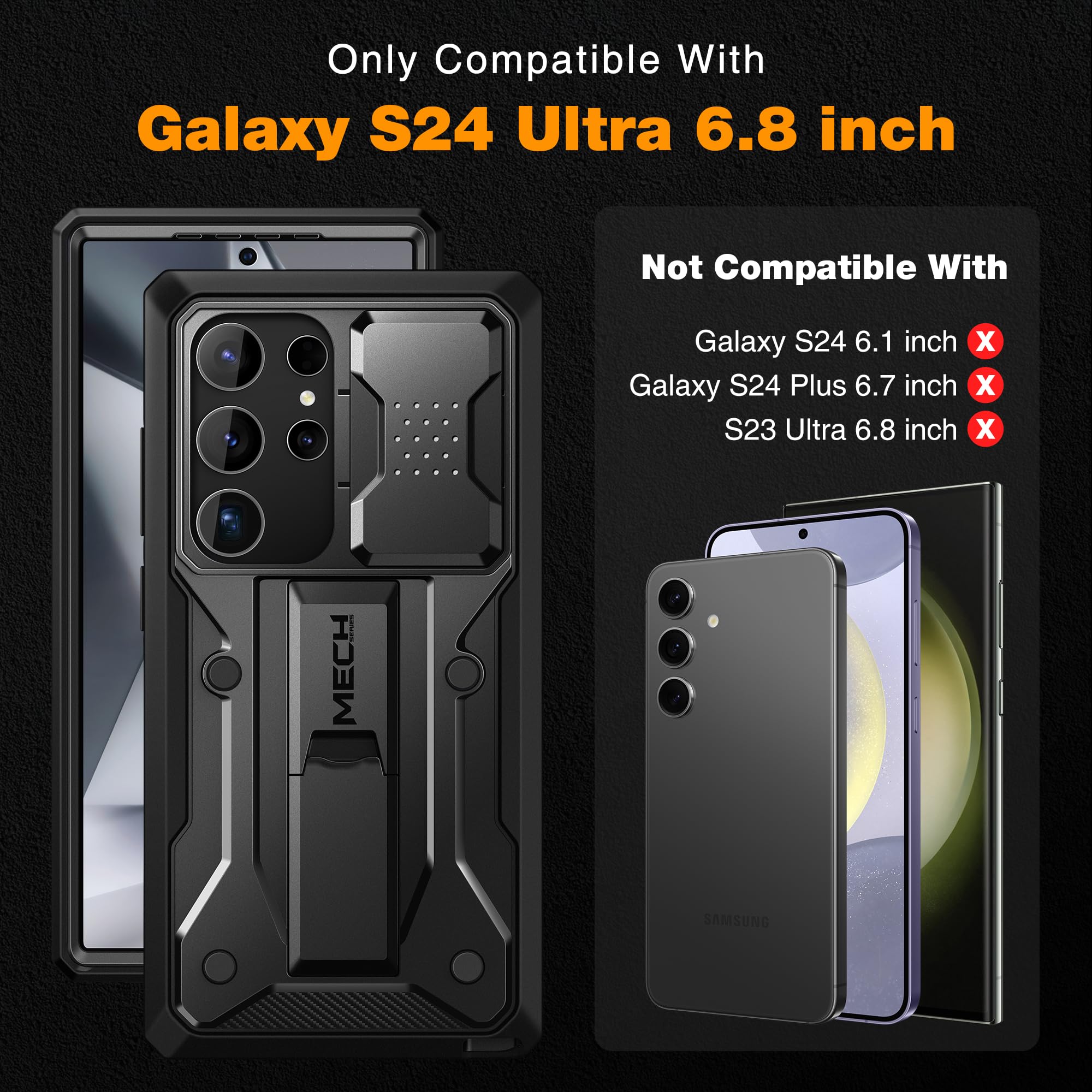 Foto 3 pulgar | Funda De Teléfono Tongate Para Samsung Galaxy S24 Ultra 6.8 Negra - Venta Internacional.