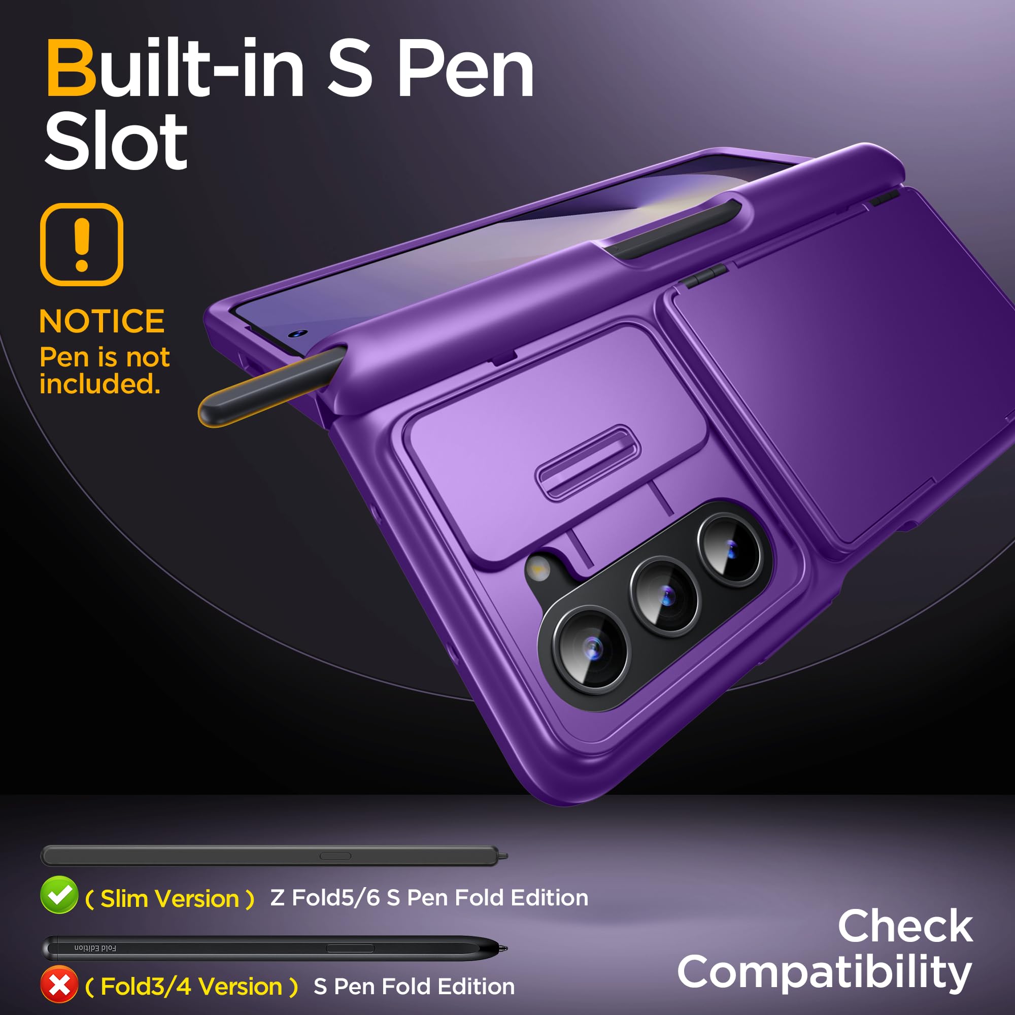 Foto 4 pulgar | Funda De Teléfono Tongate Para Samsung Galaxy Z Fold 6 Purple - Venta Internacional.