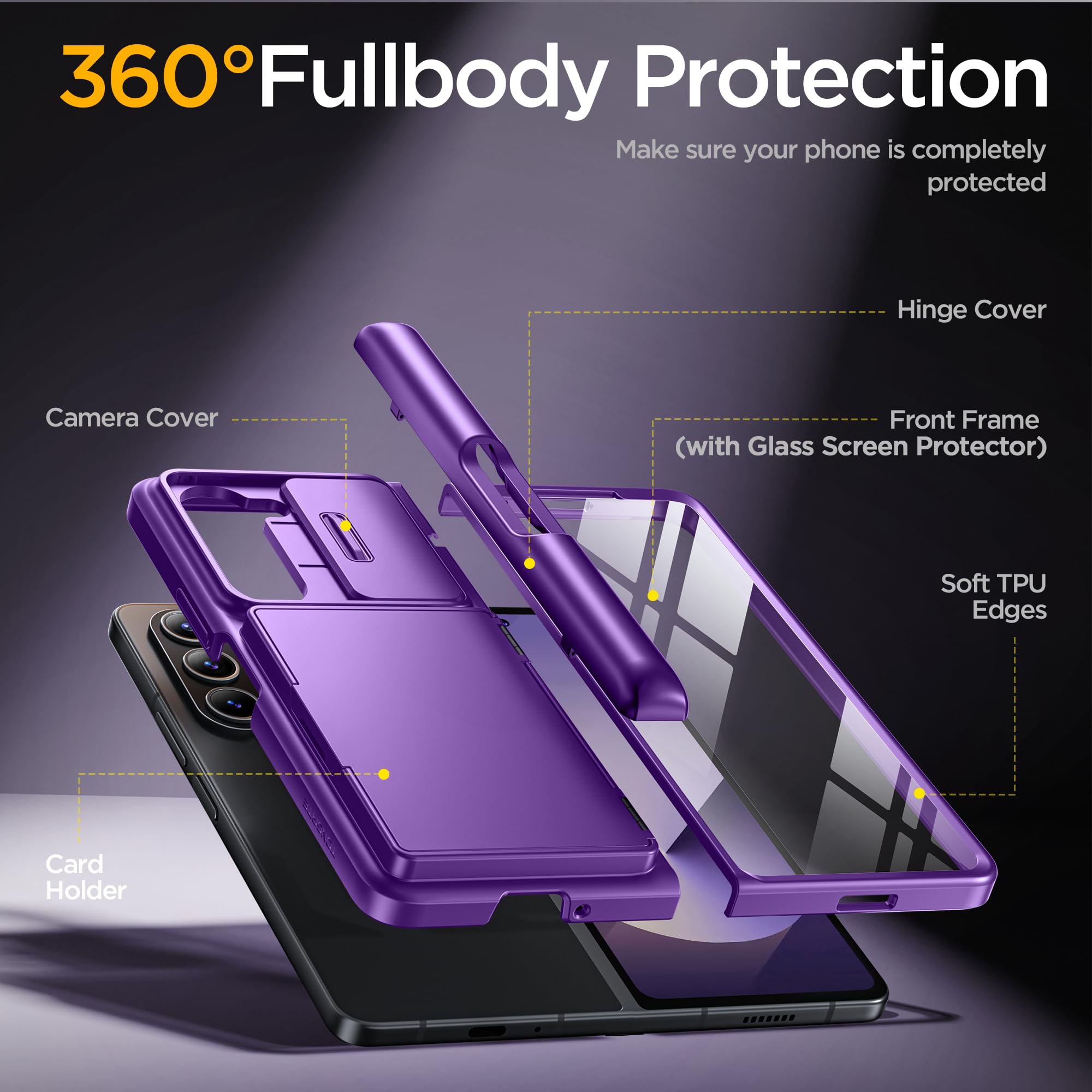 Foto 6 pulgar | Funda De Teléfono Tongate Para Samsung Galaxy Z Fold 6 Purple - Venta Internacional.