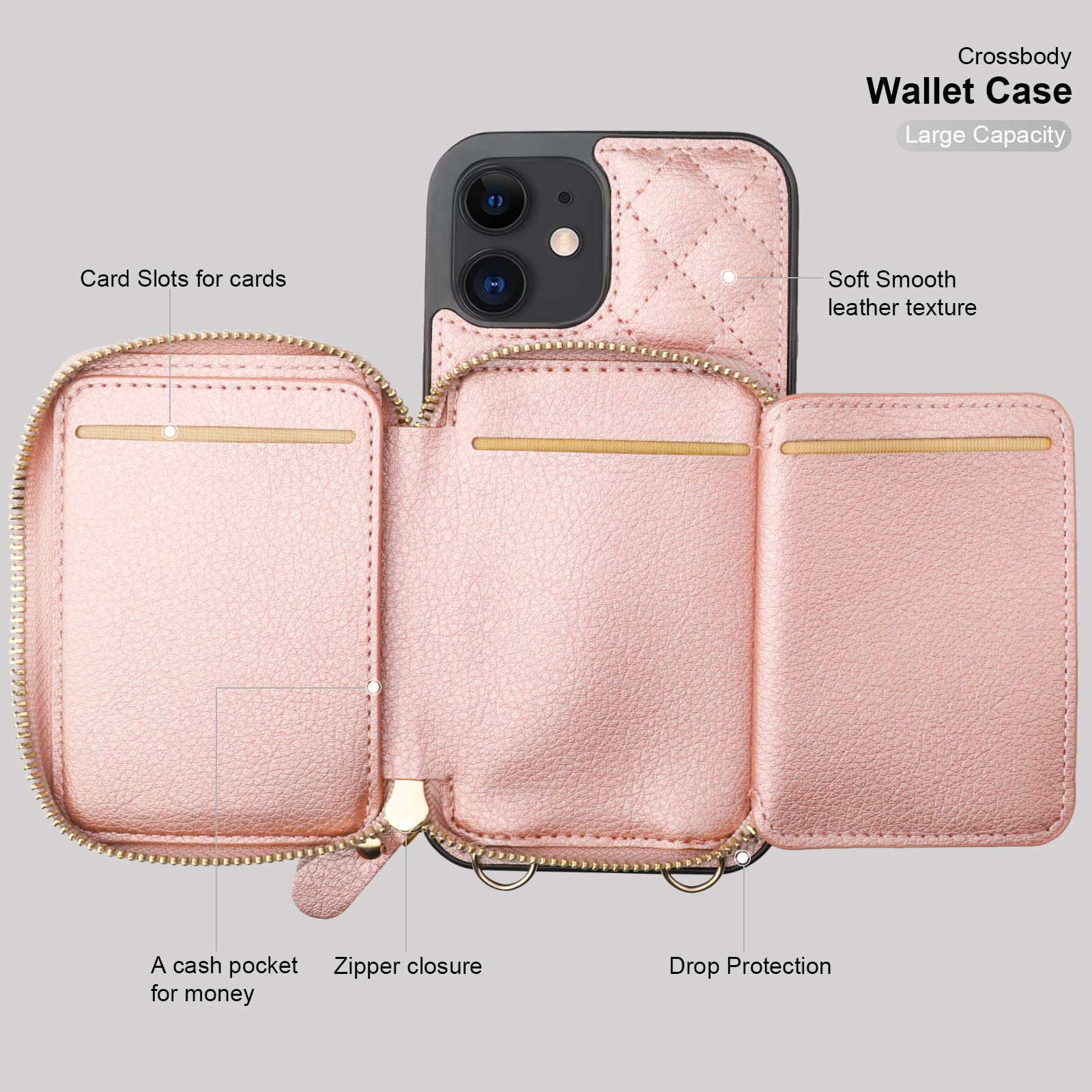 Foto 8 pulgar | Funda Tipo Cartera Tipo Bandolera Bocasal Para Iphone 12/12 Pro 6.1 - Venta Internacional.