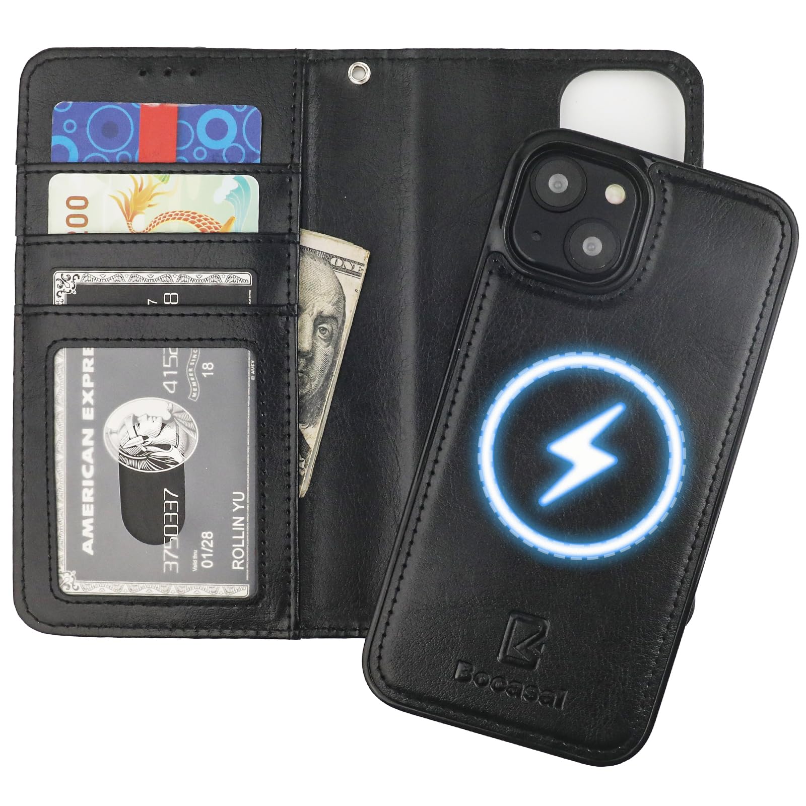 Funda Tipo Cartera Bocasal Para Iphone 14 De 6.1 Pulgadas Con Magsafe Black - Venta Internacional.