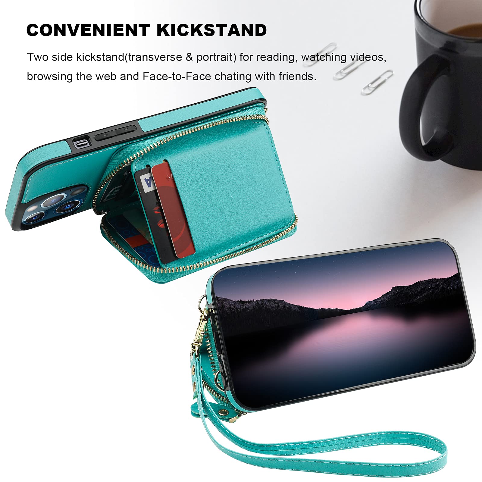 Foto 6 pulgar | Funda Tipo Cartera Bocasal Con Bloqueo Rfid Para Iphone 13 Pro Max, Color Verde - Venta Internacional.