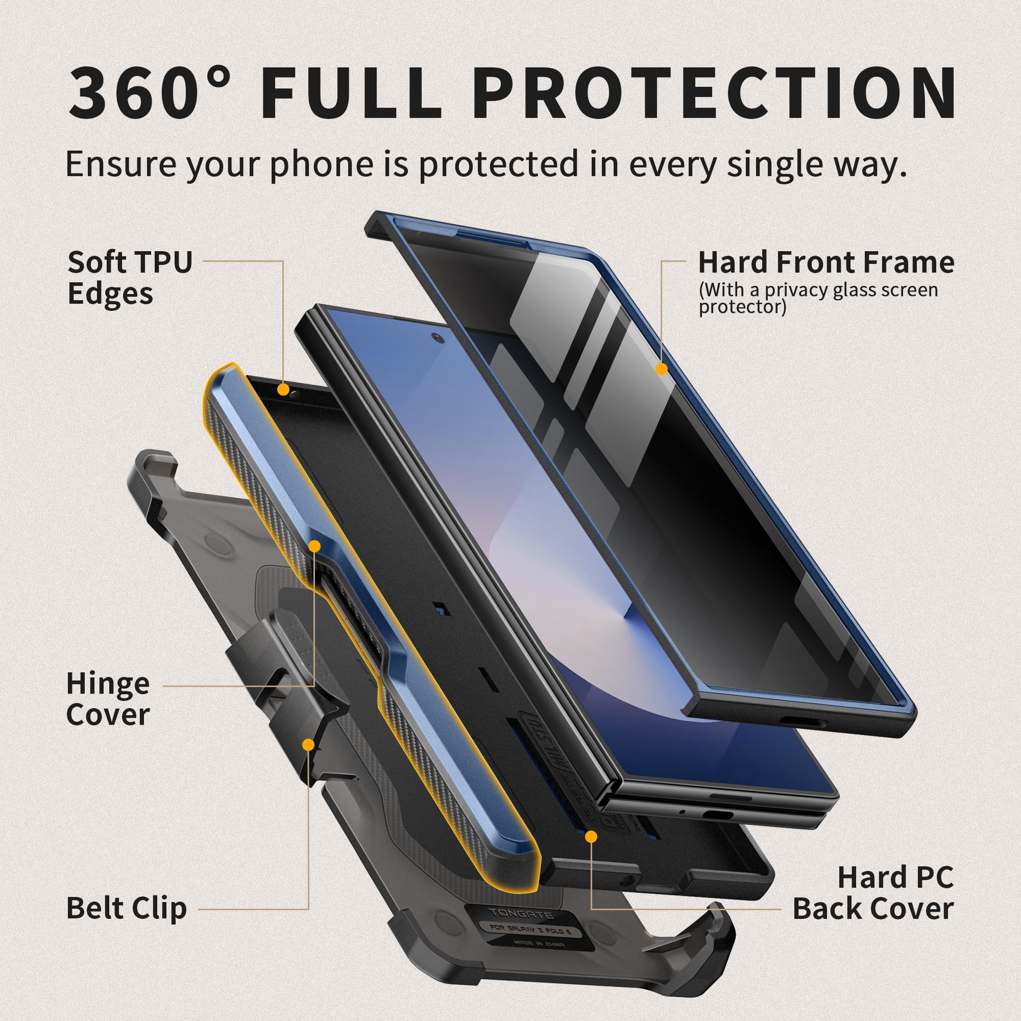 Foto 4 pulgar | Funda De Teléfono Tongate Para Samsung Galaxy Z Fold 6 Azul Con S Pen - Venta Internacional.