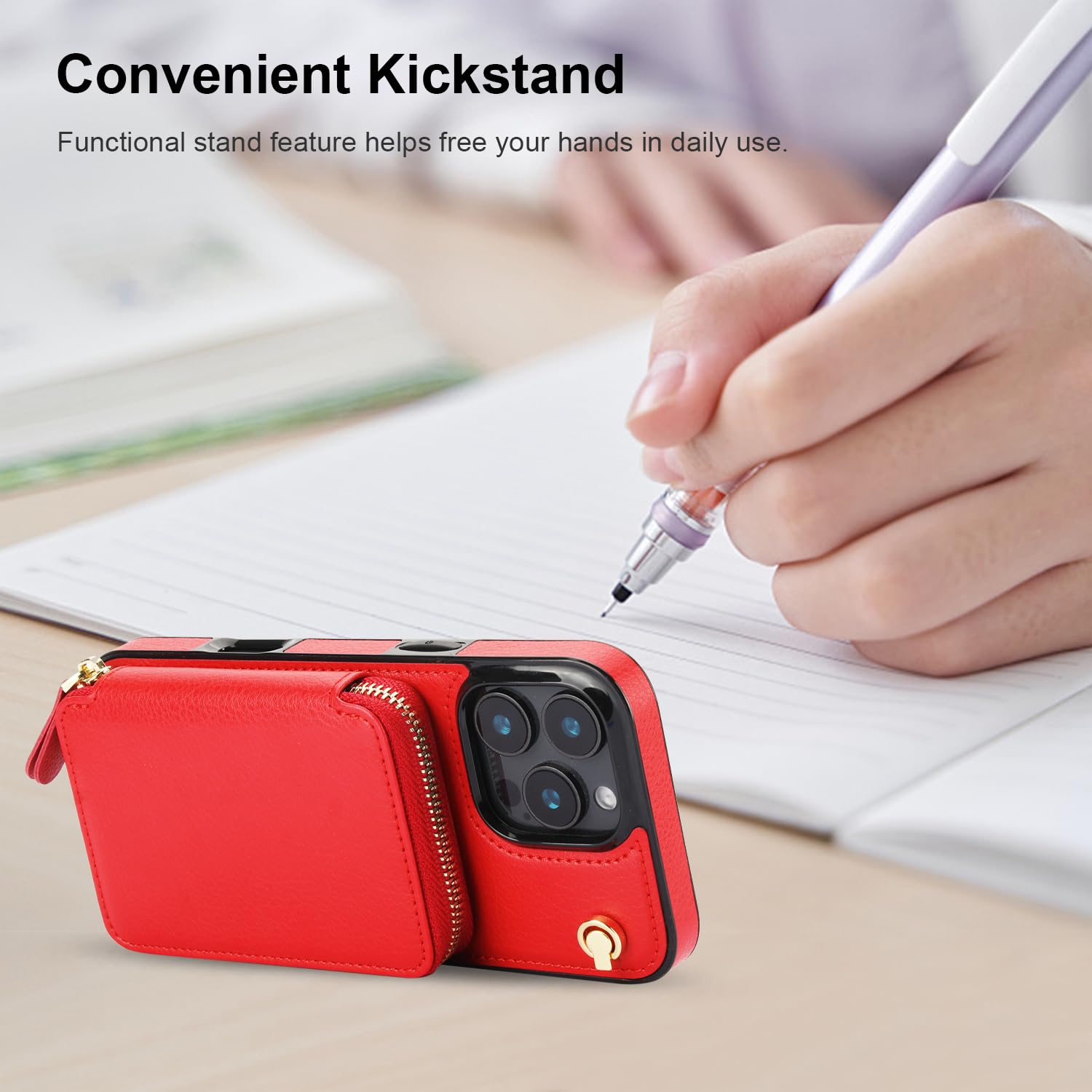 Foto 7 pulgar | Funda Tipo Cartera Tipo Bandolera Bocasal Para Iphone 16 Pro Max, Color Rojo - Venta Internacional.