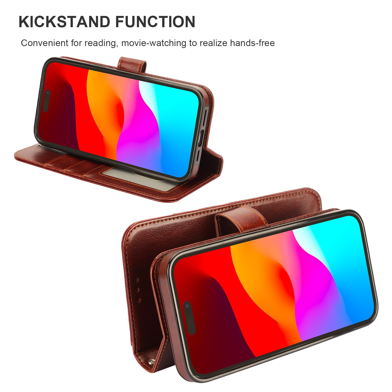 Foto 8 pulgar | Funda Tipo Cartera Bocasal Para Iphone 15 Pro Con Magsafe De Piel Marrón - Venta Internacional.