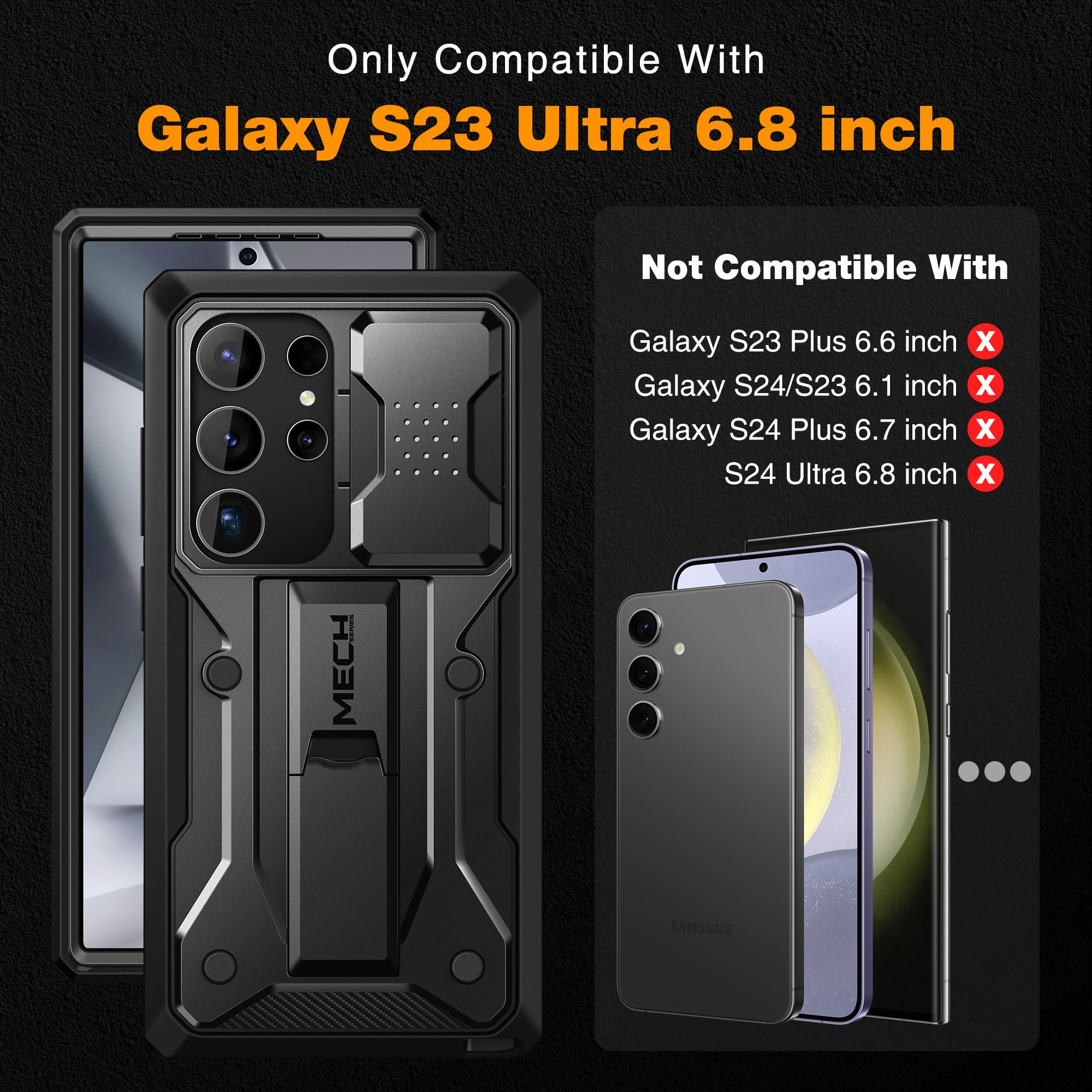 Foto 3 pulgar | Funda De Teléfono Tongate Para Samsung Galaxy S23 Ultra 6.8 Pulgadas Negra - Venta Internacional.