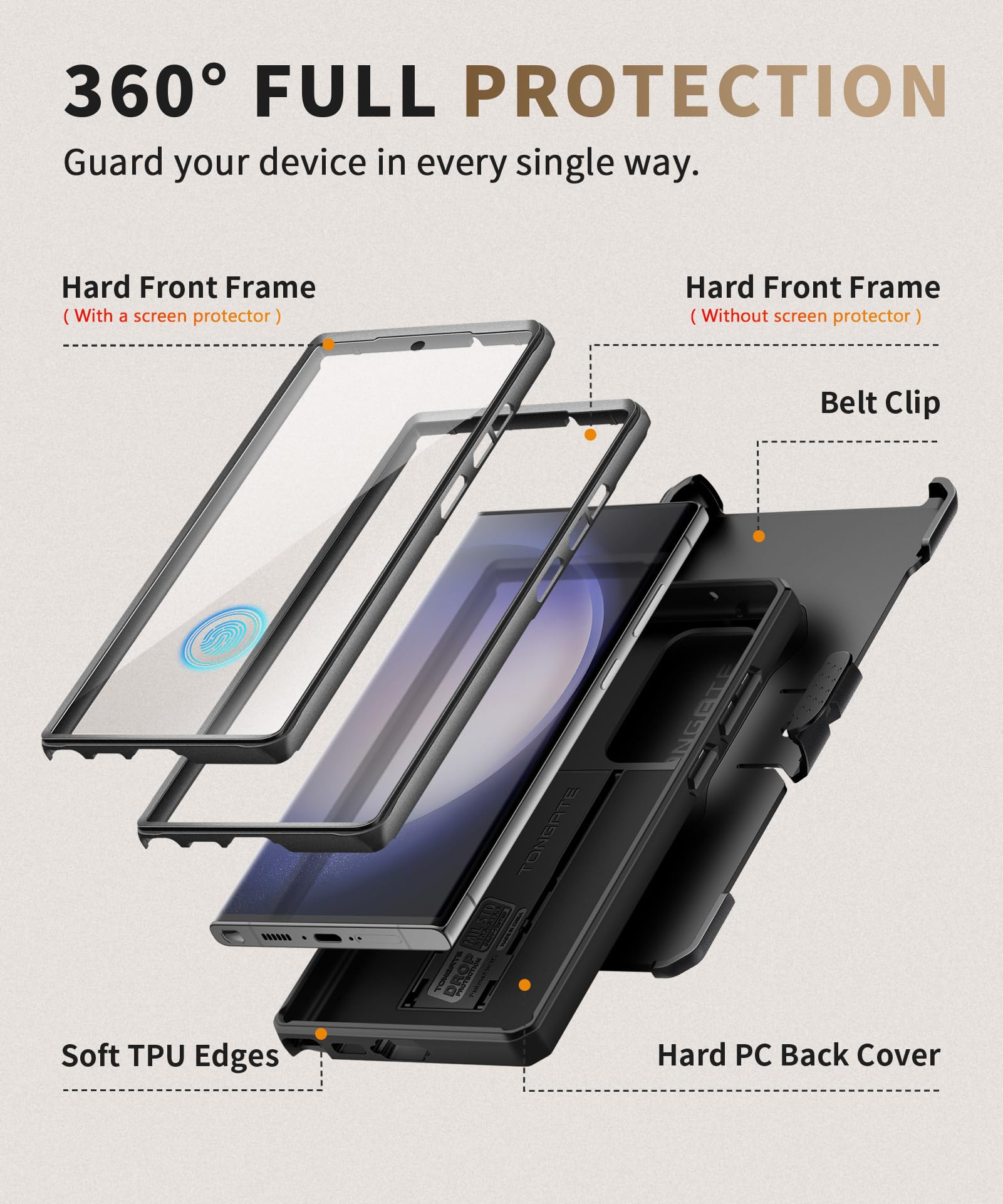 Foto 5 | Funda De Teléfono Tongate Para Samsung Galaxy S23 Ultra 6.8 Pulgadas Negra - Venta Internacional.
