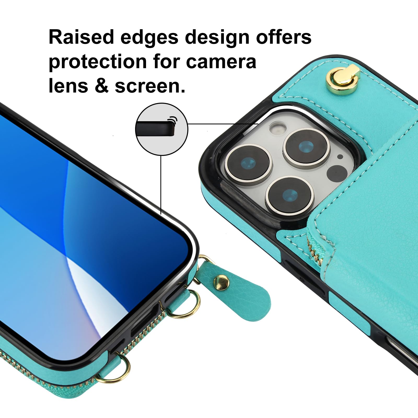 Foto 8 pulgar | Funda Tipo Cartera Tipo Bandolera Bocasal Para Iphone 16 Pro, Color Verde Menta - Venta Internacional.
