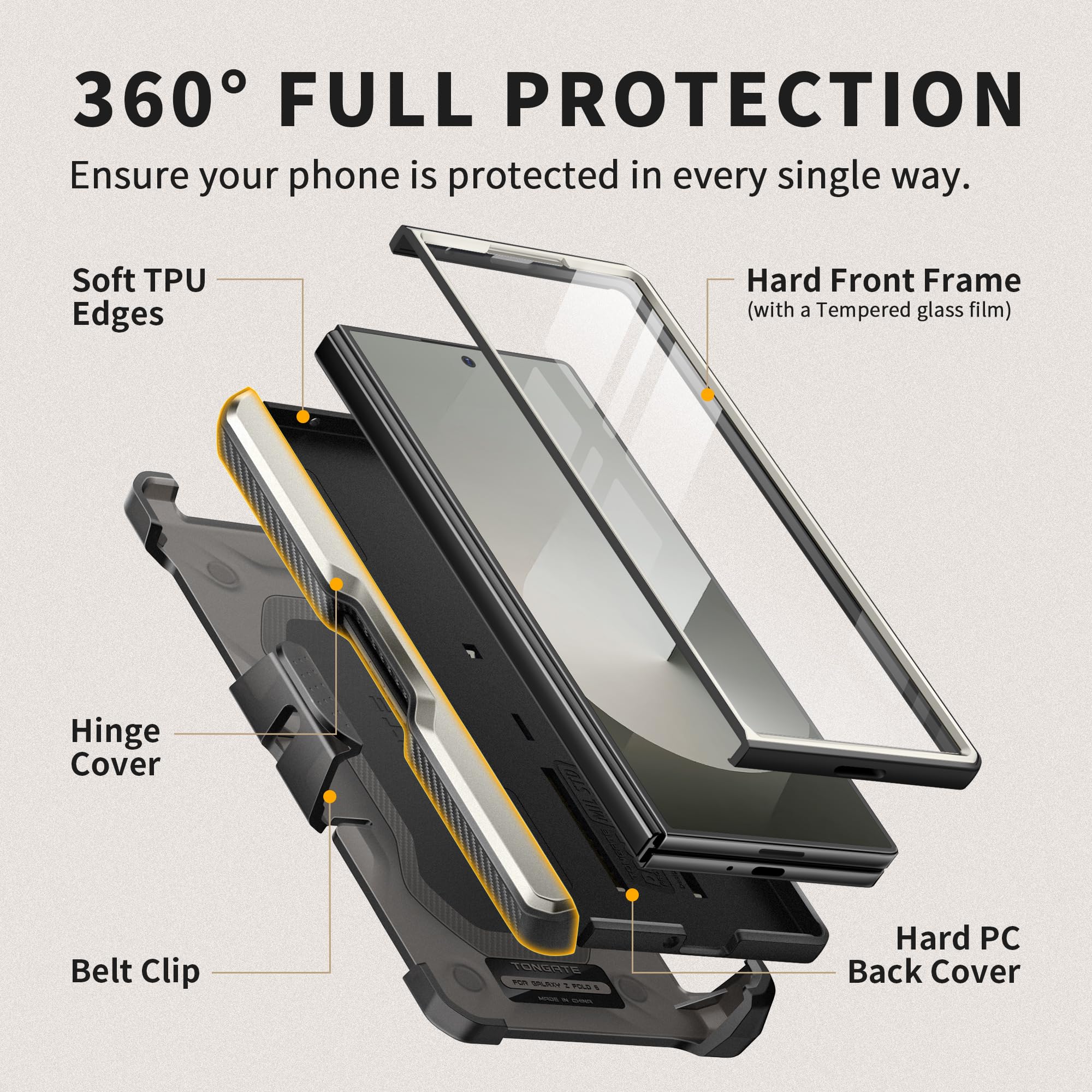 Foto 4 pulgar | Funda De Teléfono Tongate Para Samsung Galaxy Z Fold 6 Gris Con Acc - Venta Internacional.
