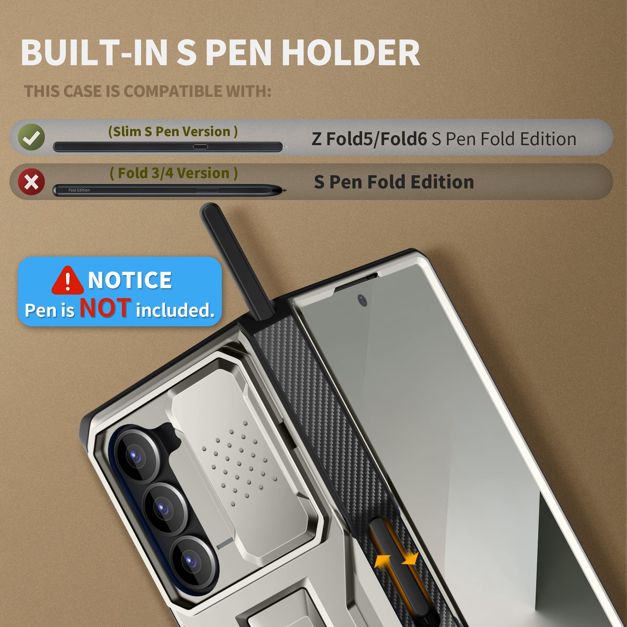 Foto 5 pulgar | Funda De Teléfono Tongate Para Samsung Galaxy Z Fold 6 Gris Con Acc - Venta Internacional.
