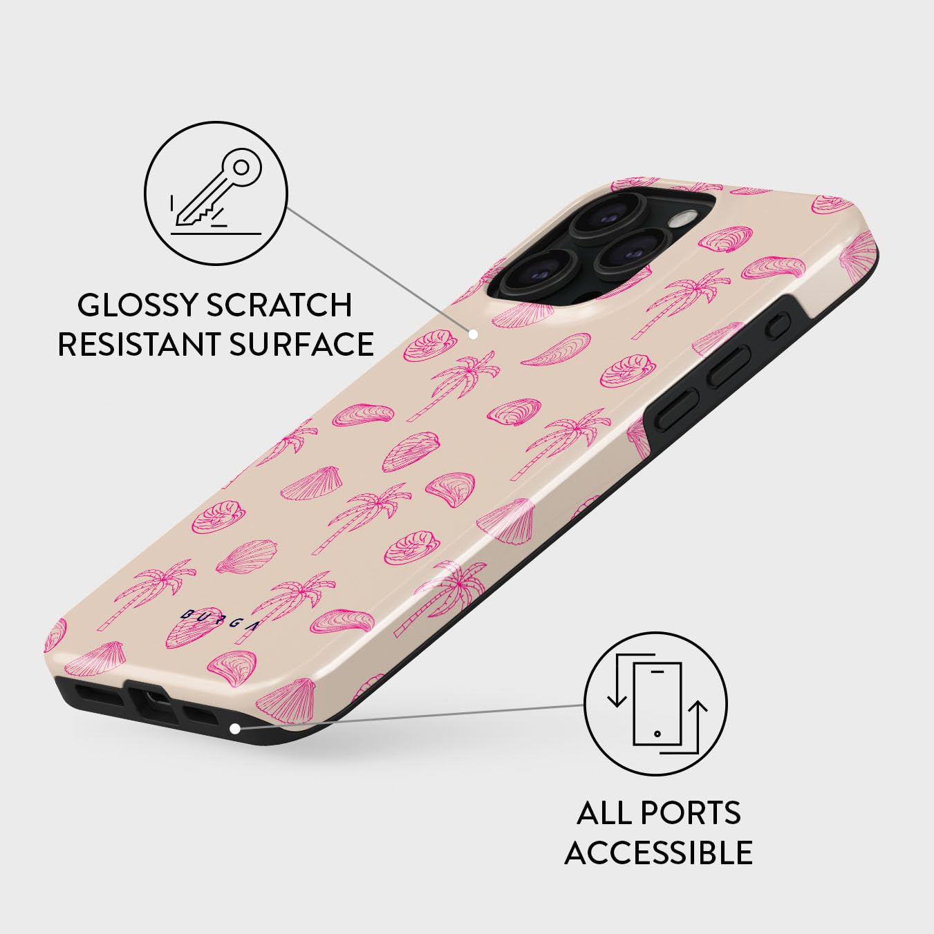 Foto 4 pulgar | Funda De Teléfono Burga Compatible Con Iphone 15 Pro Max - Híbrido - Venta Internacional.
