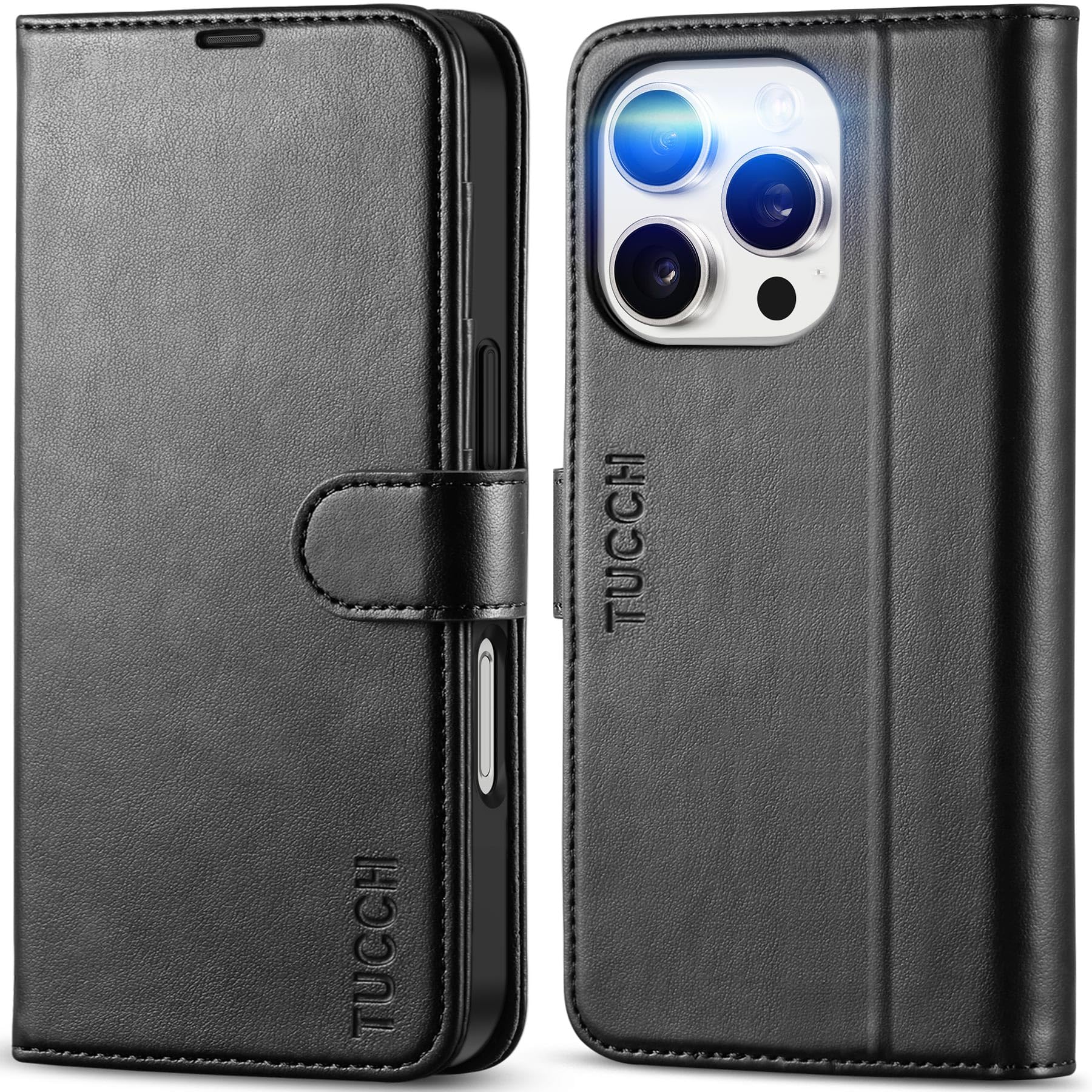 Foto 2 pulgar | Funda Tipo Cartera Tucch Para Iphone 16 Pro De 6,3 Pulgadas Con 4 Tarjeteros, Color Negro - Venta Internacional.