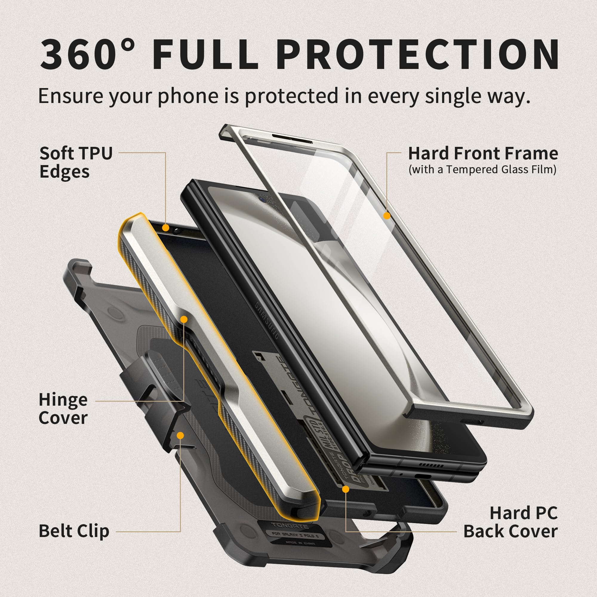 Foto 3 pulgar | Funda De Teléfono Tongate Para Samsung Galaxy Z Fold 5 Con Accesorios - Venta Internacional.