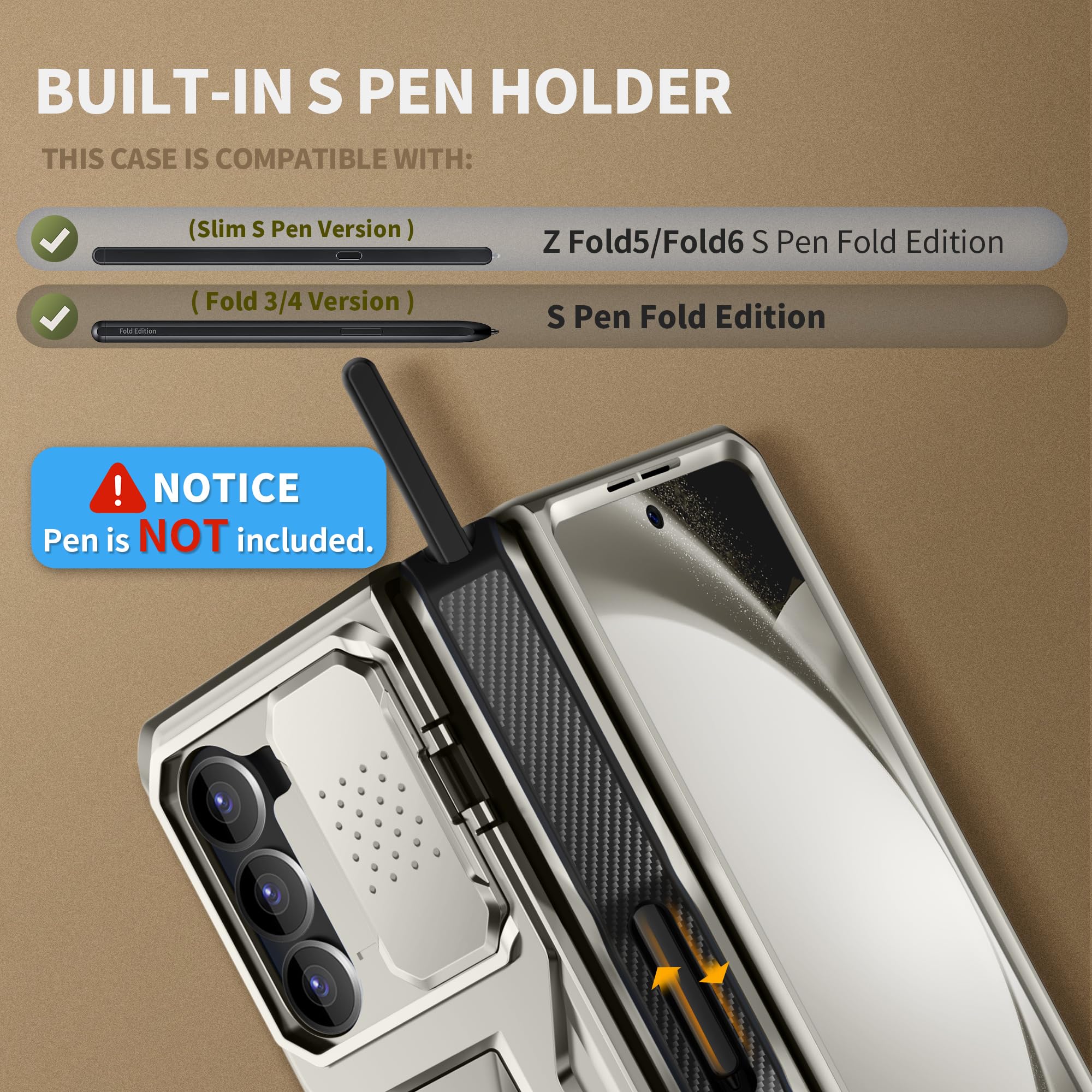 Foto 4 pulgar | Funda De Teléfono Tongate Para Samsung Galaxy Z Fold 5 Con Accesorios - Venta Internacional.