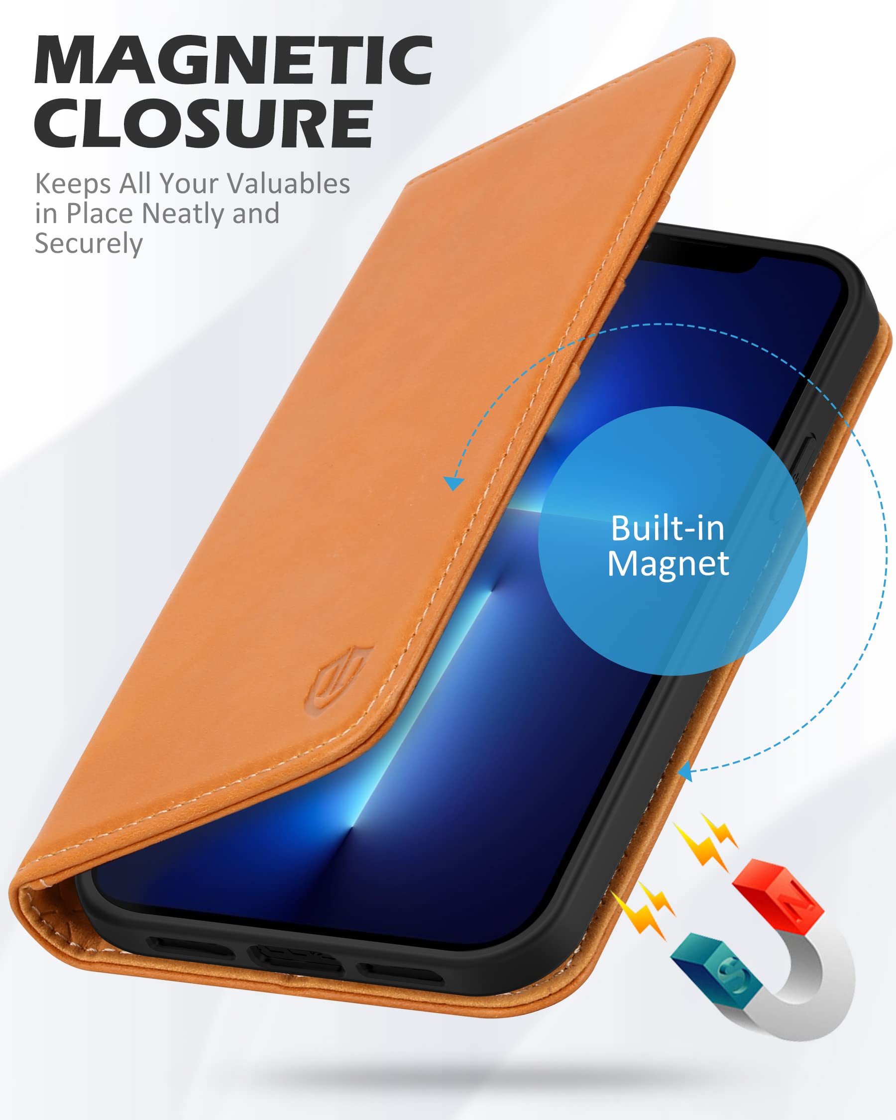 Foto 5 pulgar | Funda Shieldon Para Iphone 13 Mini 5g De Piel Auténtica, Color Marrón - Venta Internacional.