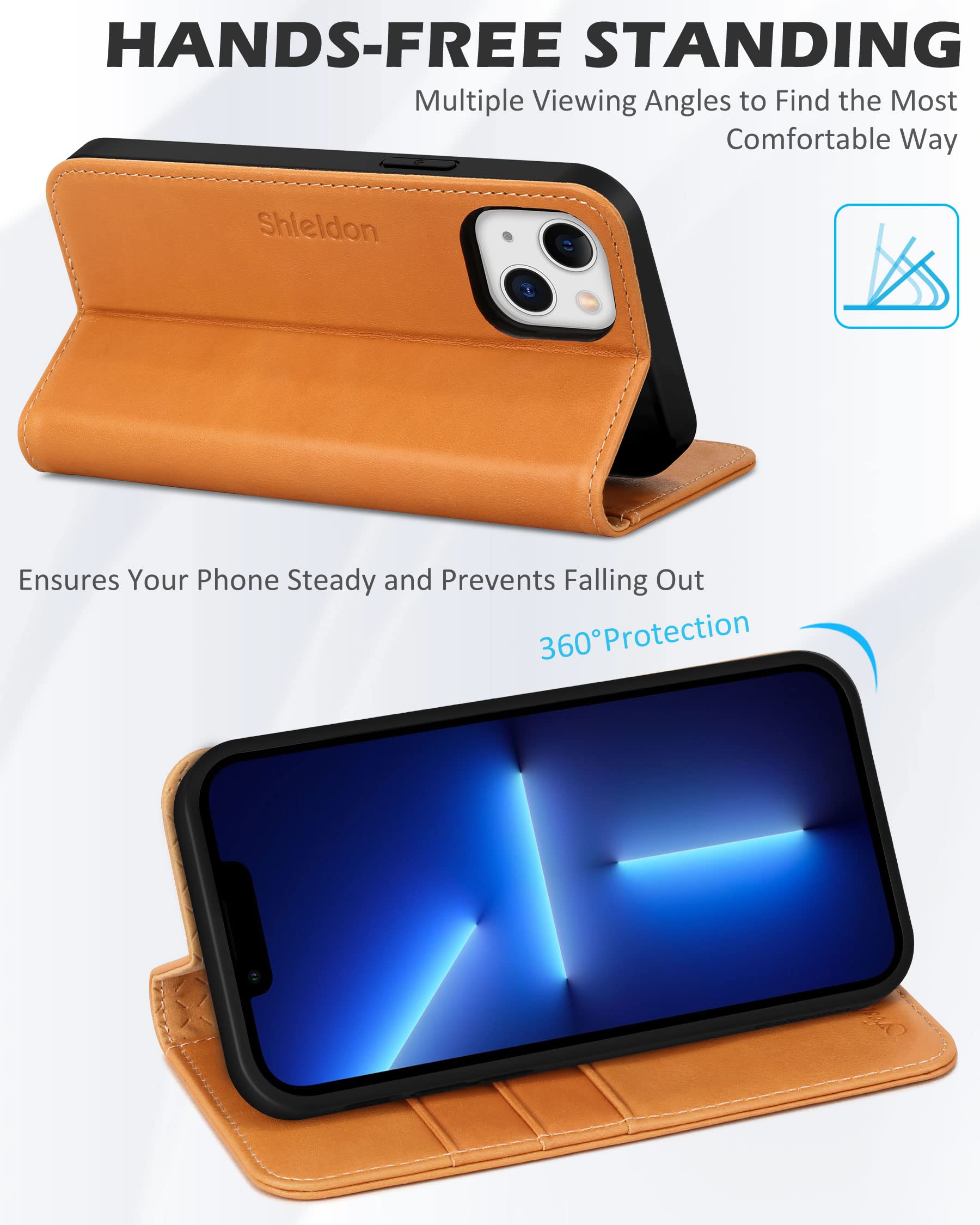Foto 6 pulgar | Funda Shieldon Para Iphone 13 Mini 5g De Piel Auténtica, Color Marrón - Venta Internacional.