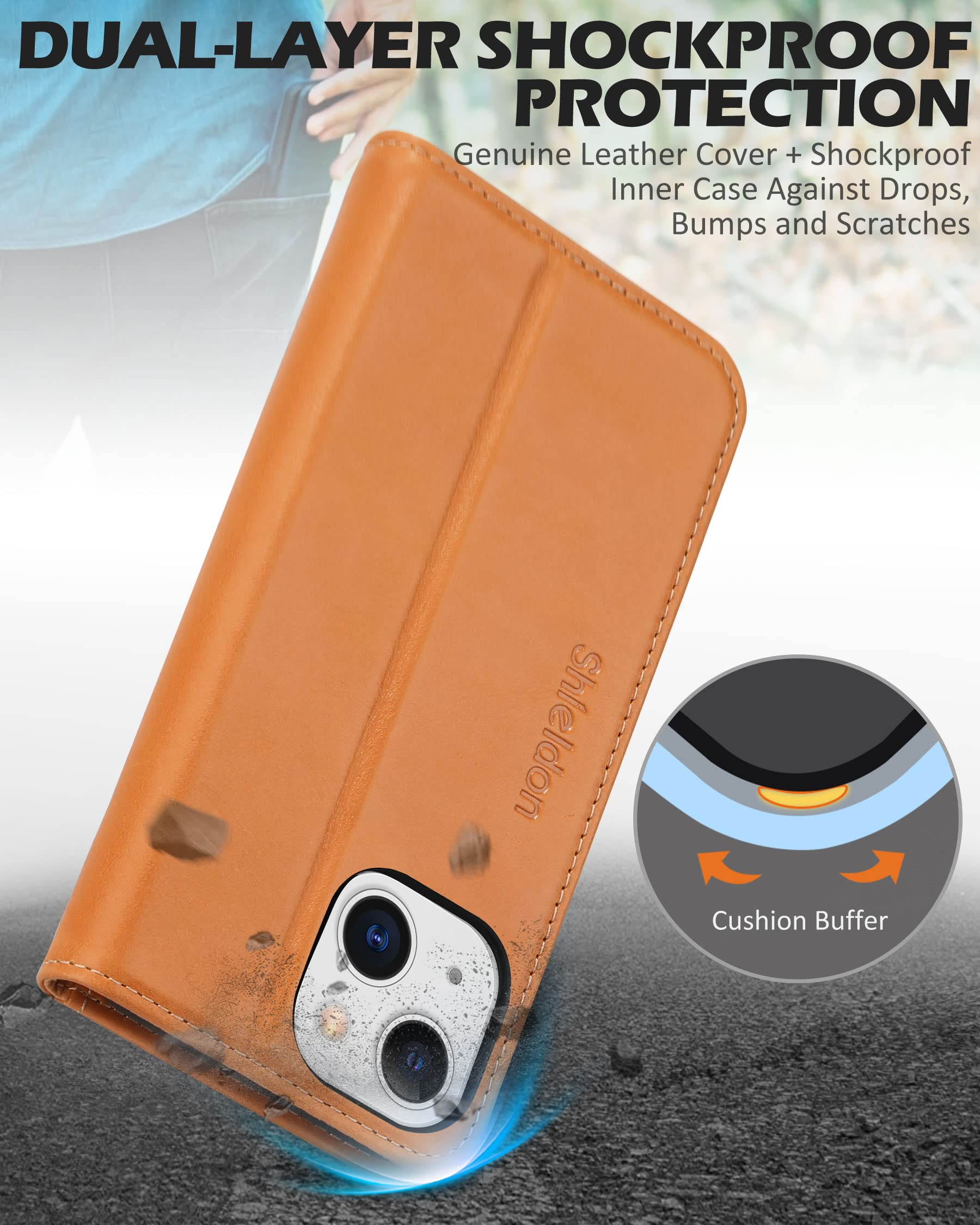 Foto 6 | Funda Shieldon Para Iphone 13 Mini 5g De Piel Auténtica, Color Marrón - Venta Internacional.
