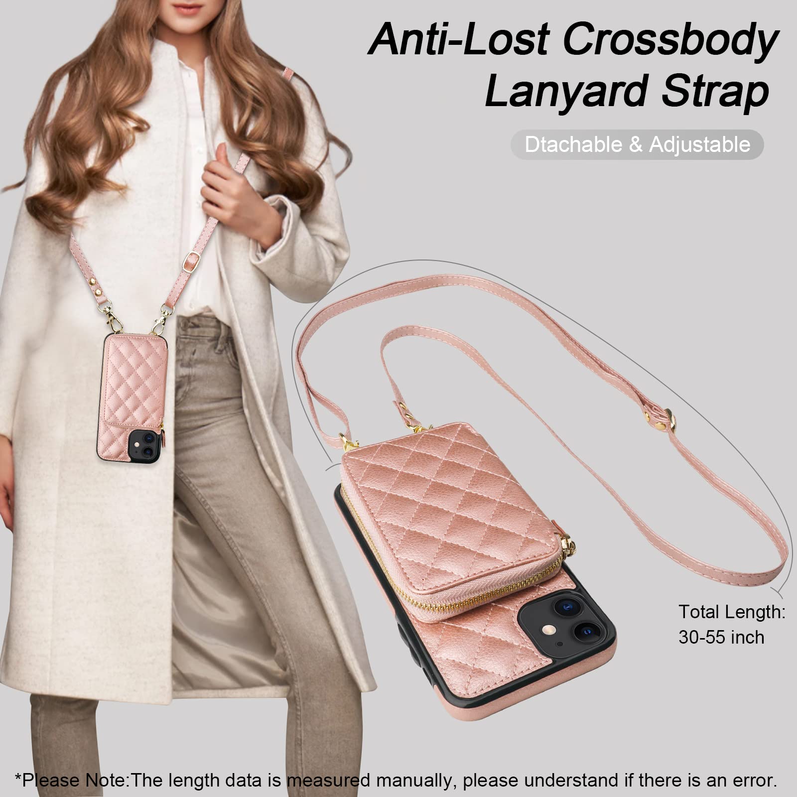 Foto 6 | Funda Tipo Cartera Tipo Bandolera Bocasal Para Iphone 11 De 6.1 Pulgadas, Color Oro Rosa - Venta Internacional.