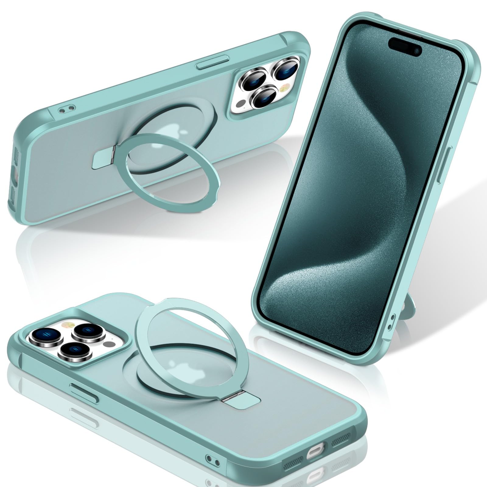 Foto 2 pulgar | Funda Para Teléfono Sterker Con Soporte Magnético Para Iphone 15 Pro, Color Verde - Venta Internacional.