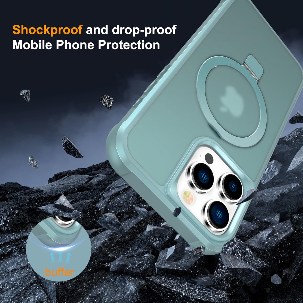Foto 4 pulgar | Funda Para Teléfono Sterker Con Soporte Magnético Para Iphone 15 Pro, Color Verde - Venta Internacional.