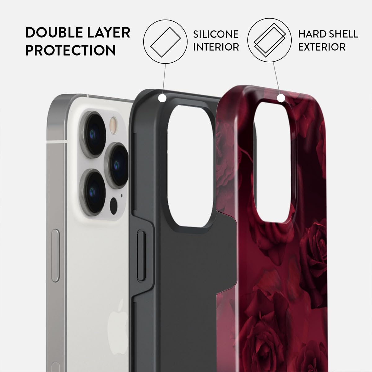 Foto 3 pulgar | Funda De Teléfono Burga Compatible Con Iphone 14 Pro Max Red Roses - Venta Internacional.