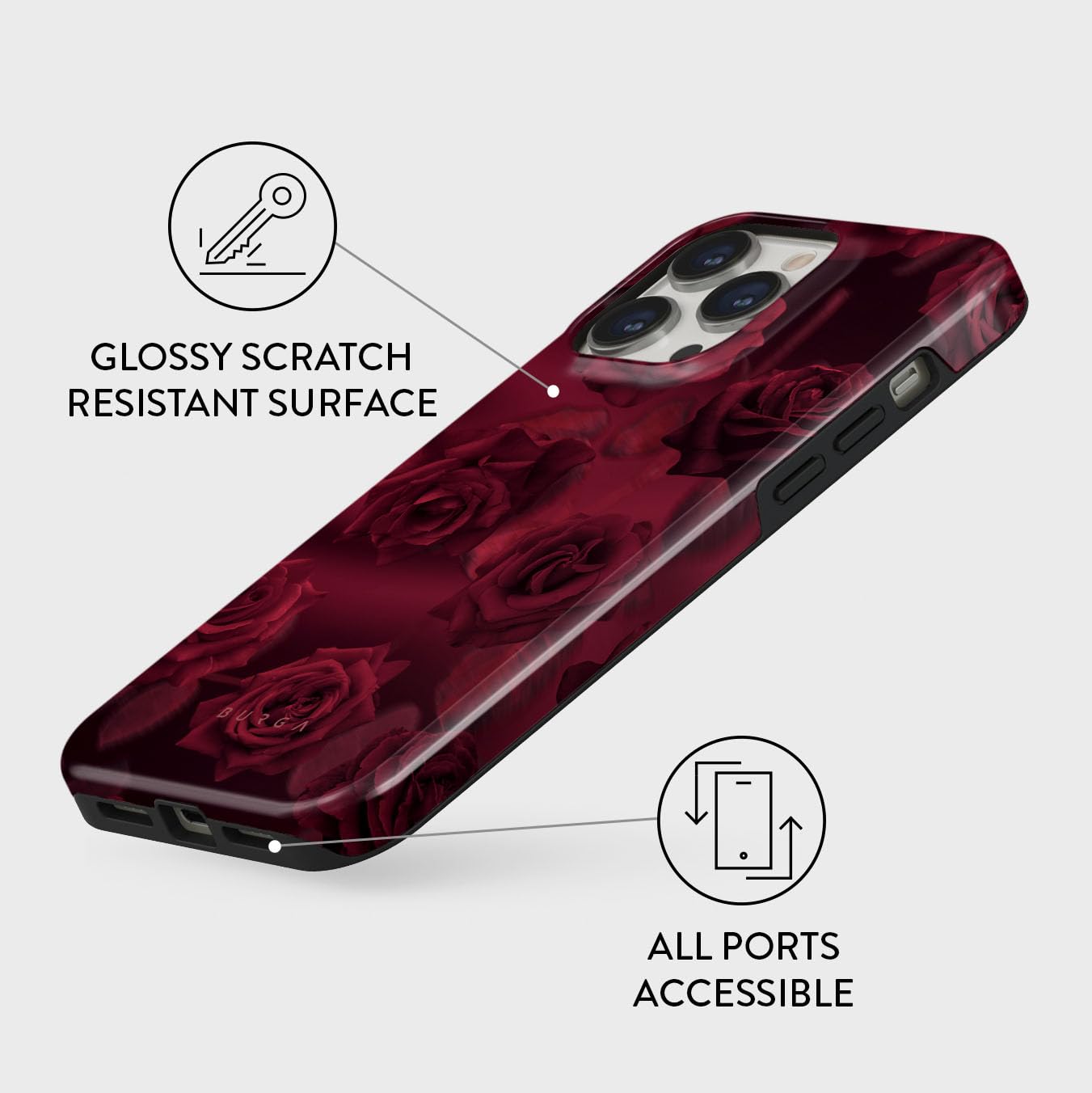 Foto 4 pulgar | Funda De Teléfono Burga Compatible Con Iphone 14 Pro Max Red Roses - Venta Internacional.