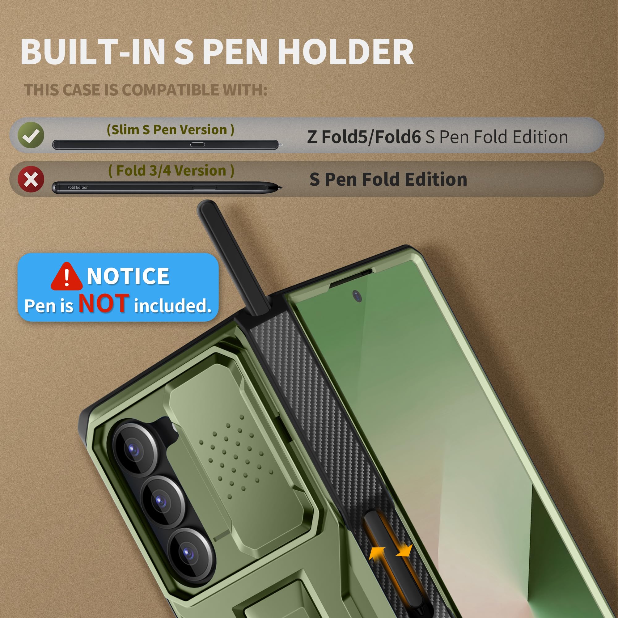 Foto 5 pulgar | Funda De Teléfono Tongate Para Samsung Galaxy Z Fold 6, Color Verde - Venta Internacional.