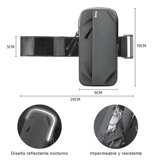 Foto 4 | Bolsa Belug Brazo Deportiva De Celular Correr Para Teléfono Móvil Gris