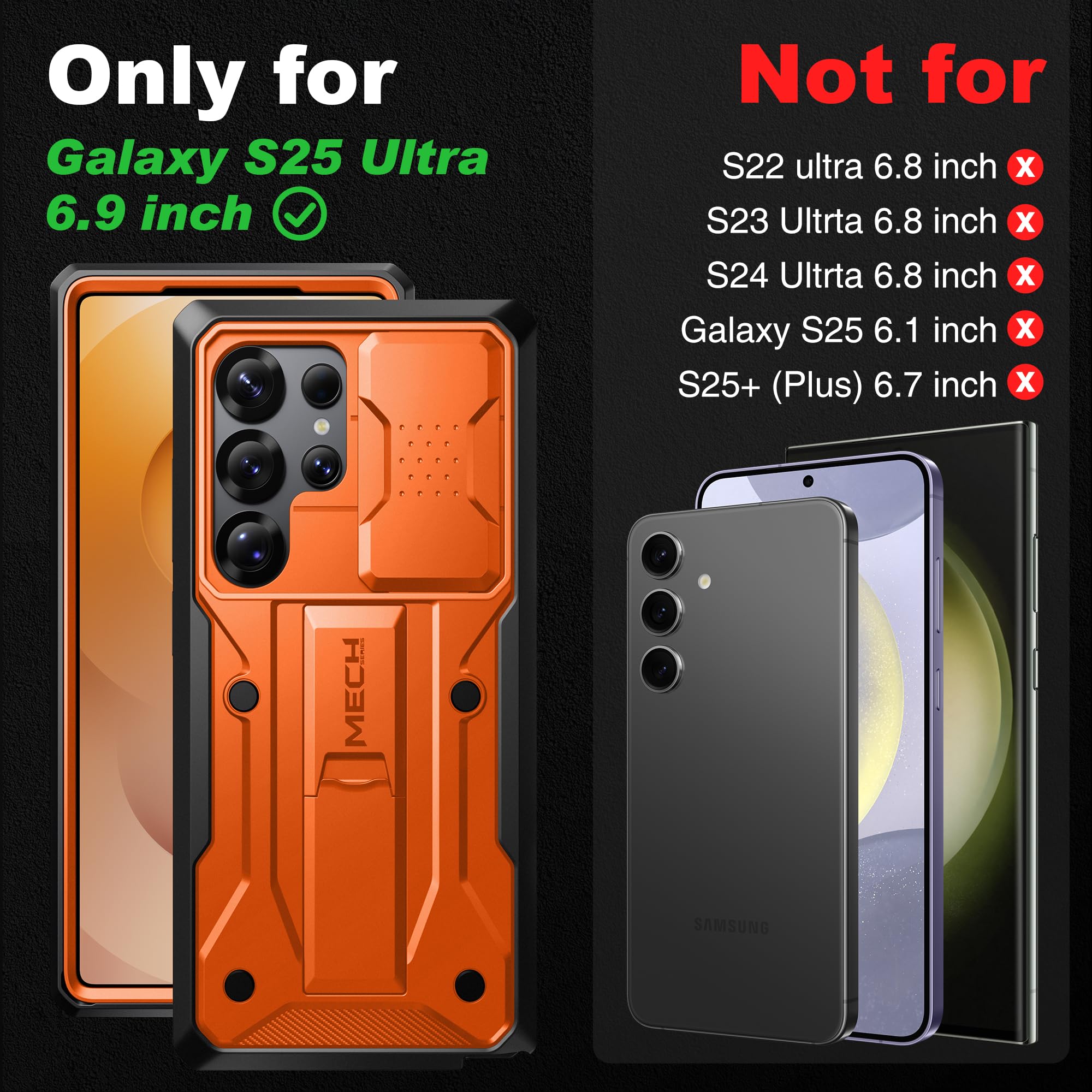 Foto 3 pulgar | Funda Tongate Para Samsung Galaxy S25 Ultra Con Privacidad Naranja - Venta Internacional.