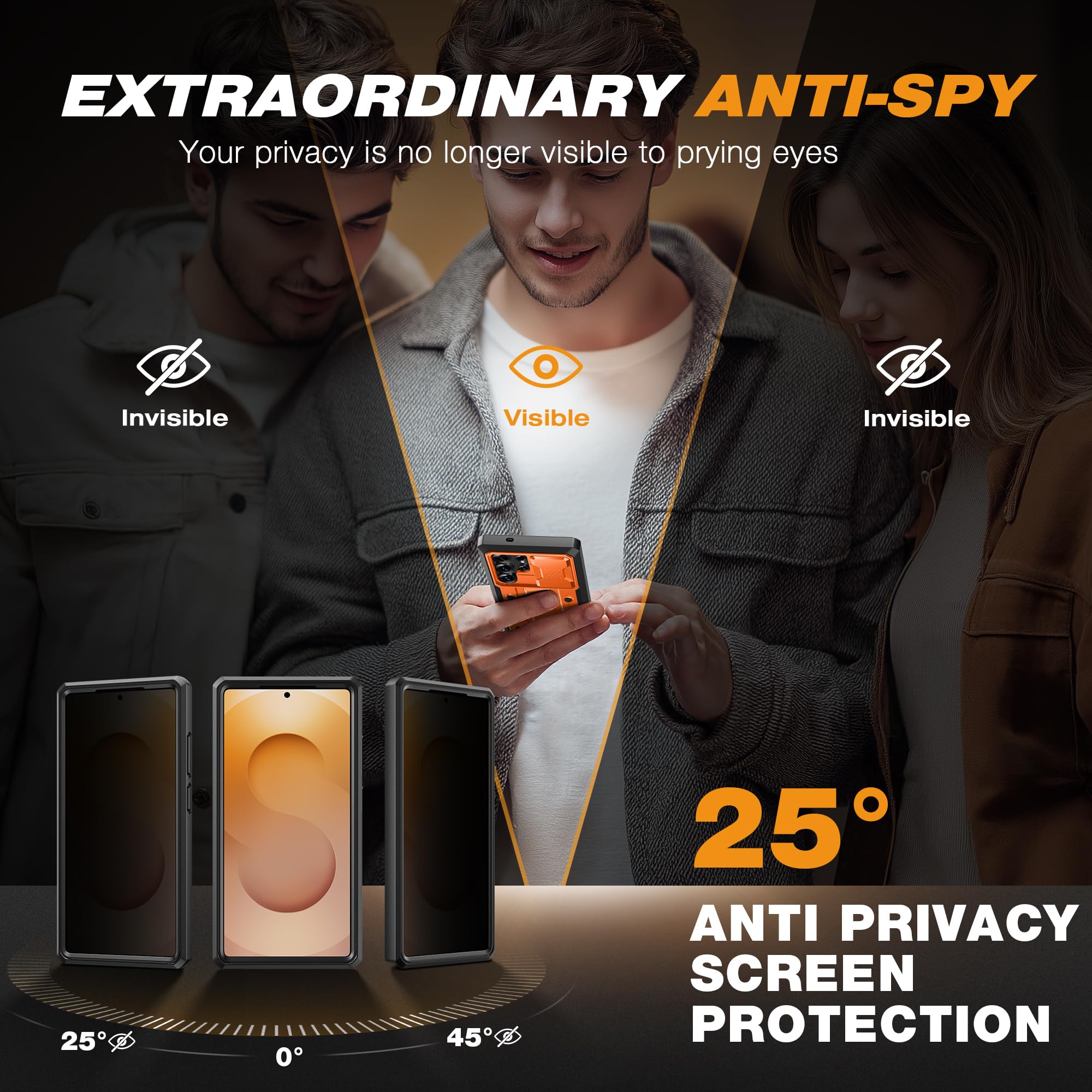 Foto 4 pulgar | Funda Tongate Para Samsung Galaxy S25 Ultra Con Privacidad Naranja - Venta Internacional.