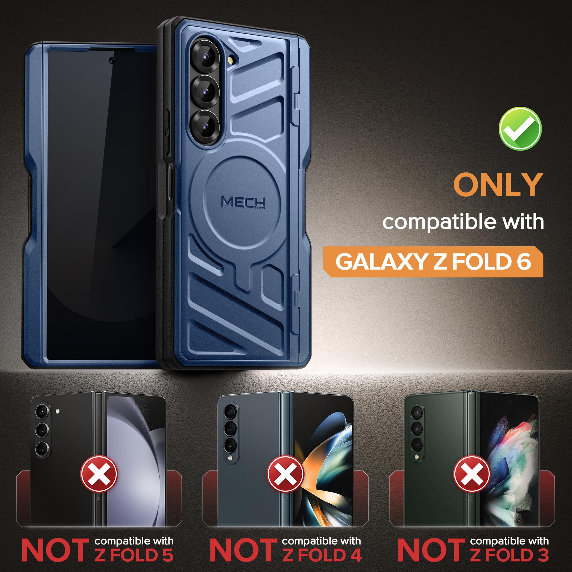 Foto 3 pulgar | Funda Magnética Tongate Para Samsung Galaxy Z Fold 6, Color Azul - Venta Internacional.