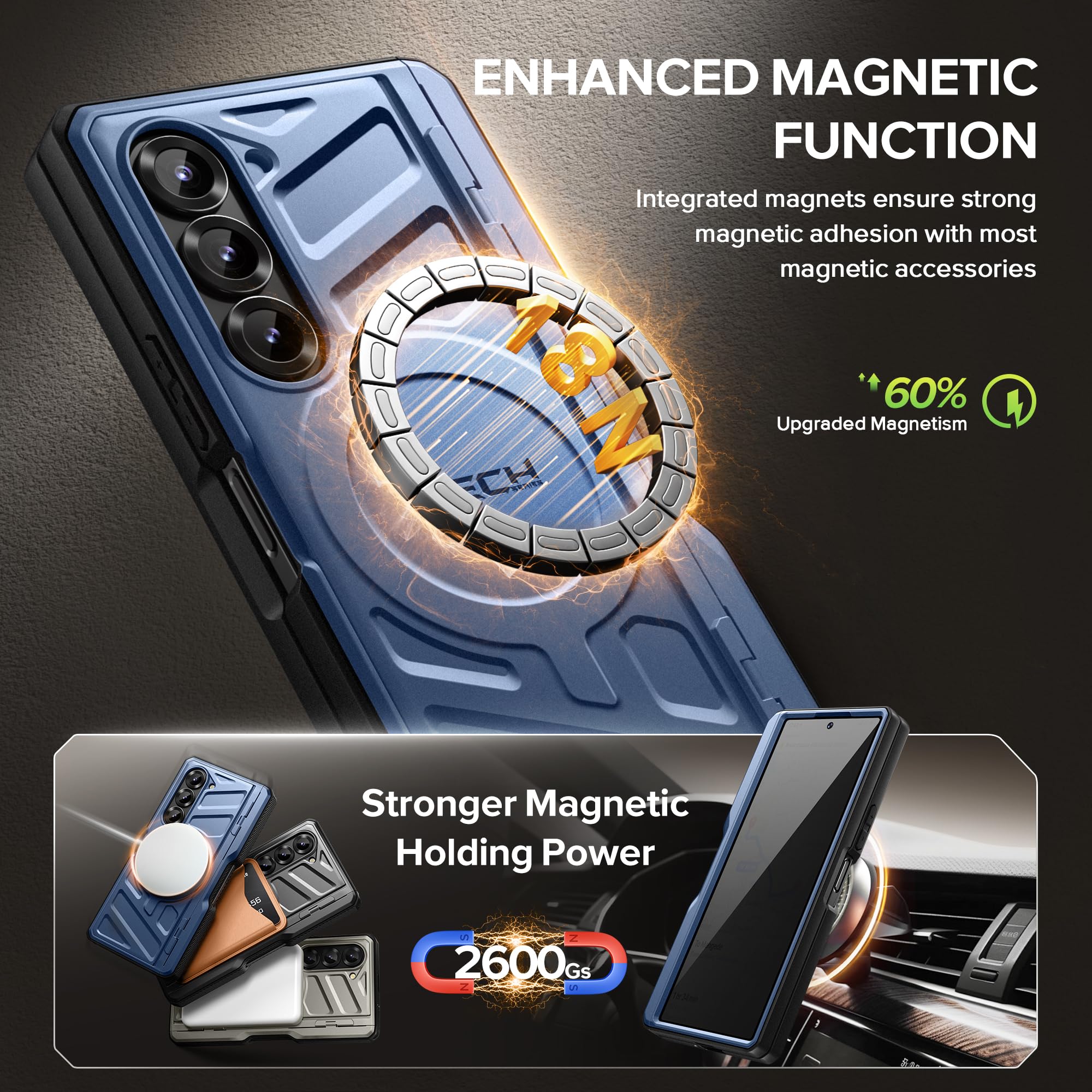 Foto 5 pulgar | Funda Magnética Tongate Para Samsung Galaxy Z Fold 6, Color Azul - Venta Internacional.