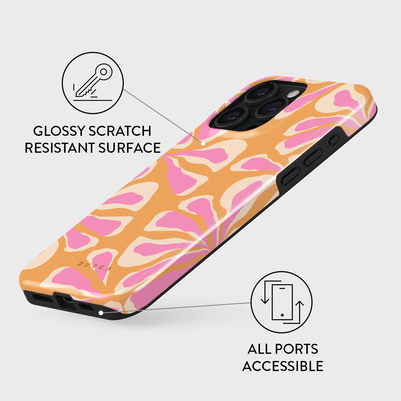 Foto 4 pulgar | Funda Para Teléfono Burga Compatible Con Iphone 15 Pro Max - Rosa - Venta Internacional.