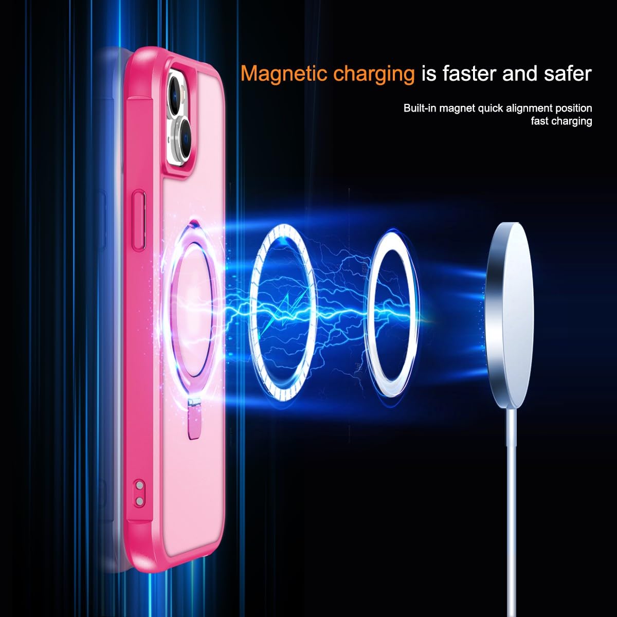 Foto 5 pulgar | Funda Para Teléfono Sterker Con Soporte Magnético Para Iphone 15 Plus Rose - Venta Internacional.