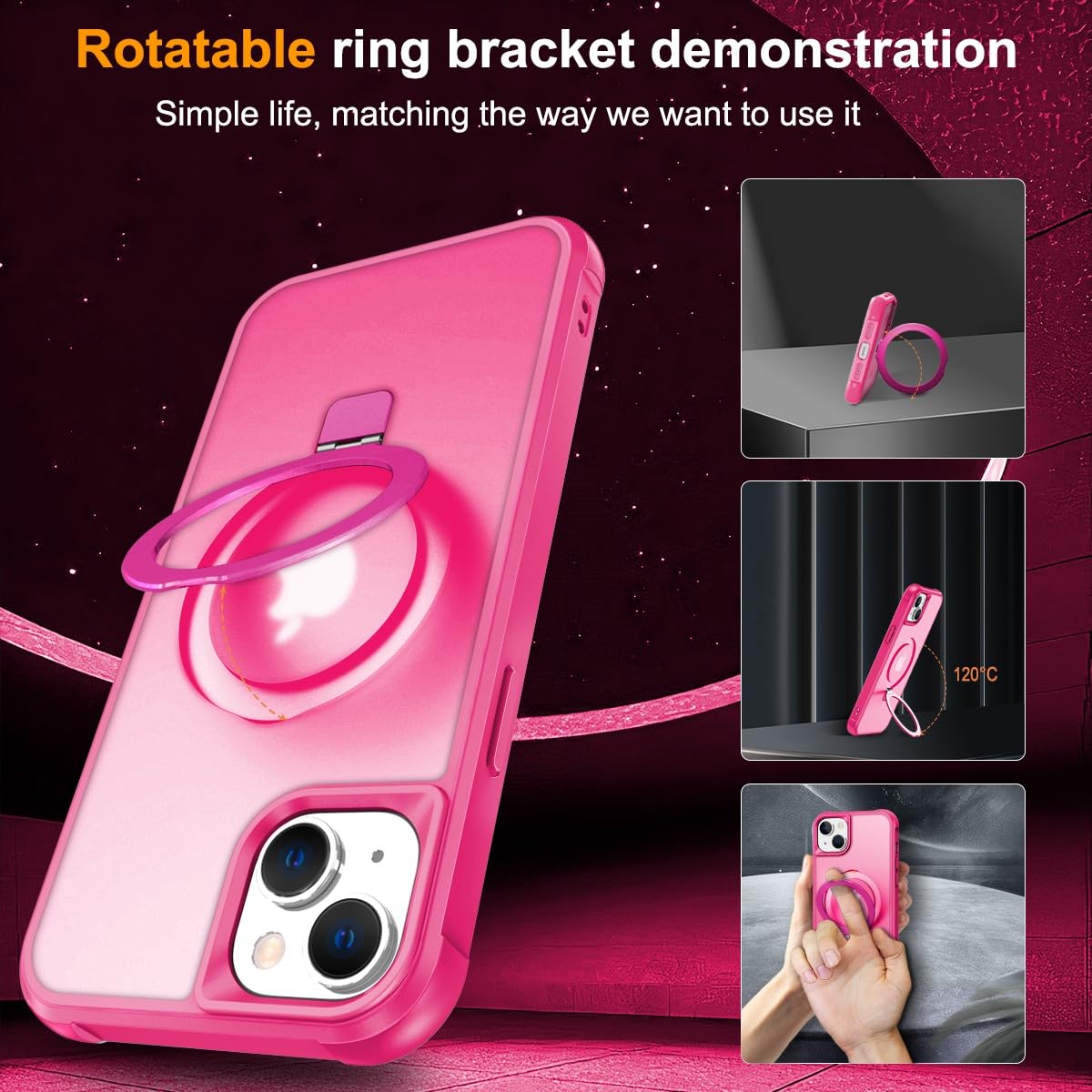 Foto 7 pulgar | Funda Para Teléfono Sterker Con Soporte Magnético Para Iphone 15 Plus Rose - Venta Internacional.