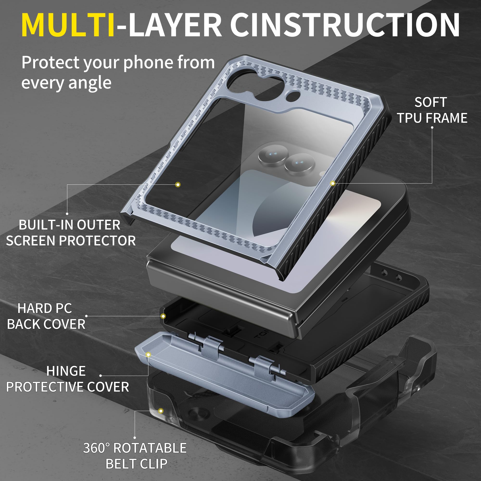 Foto 2 | Funda De Teléfono Tongate Para Samsung Galaxy Z Flip 6 Ice Blue - Venta Internacional.