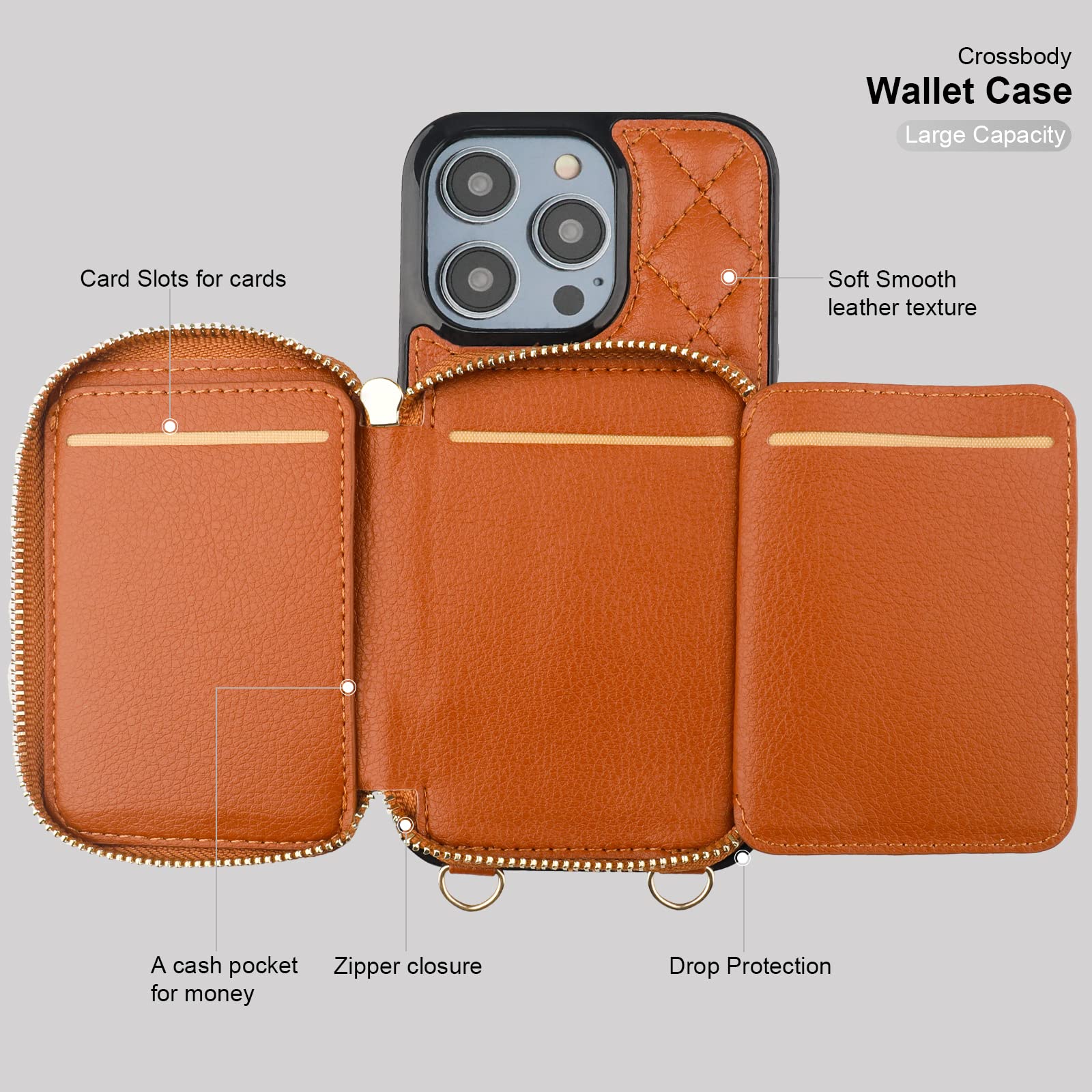 Foto 8 pulgar | Funda Tipo Cartera Tipo Bandolera Bocasal Para Iphone 14 Pro 6.1 - Venta Internacional.